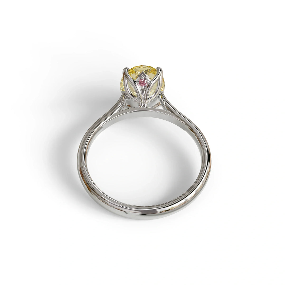 3 Carat Yellow Lab Grown Diamond Oval Cut Engagement Ring | Secret Pink Diamond- Eclipse