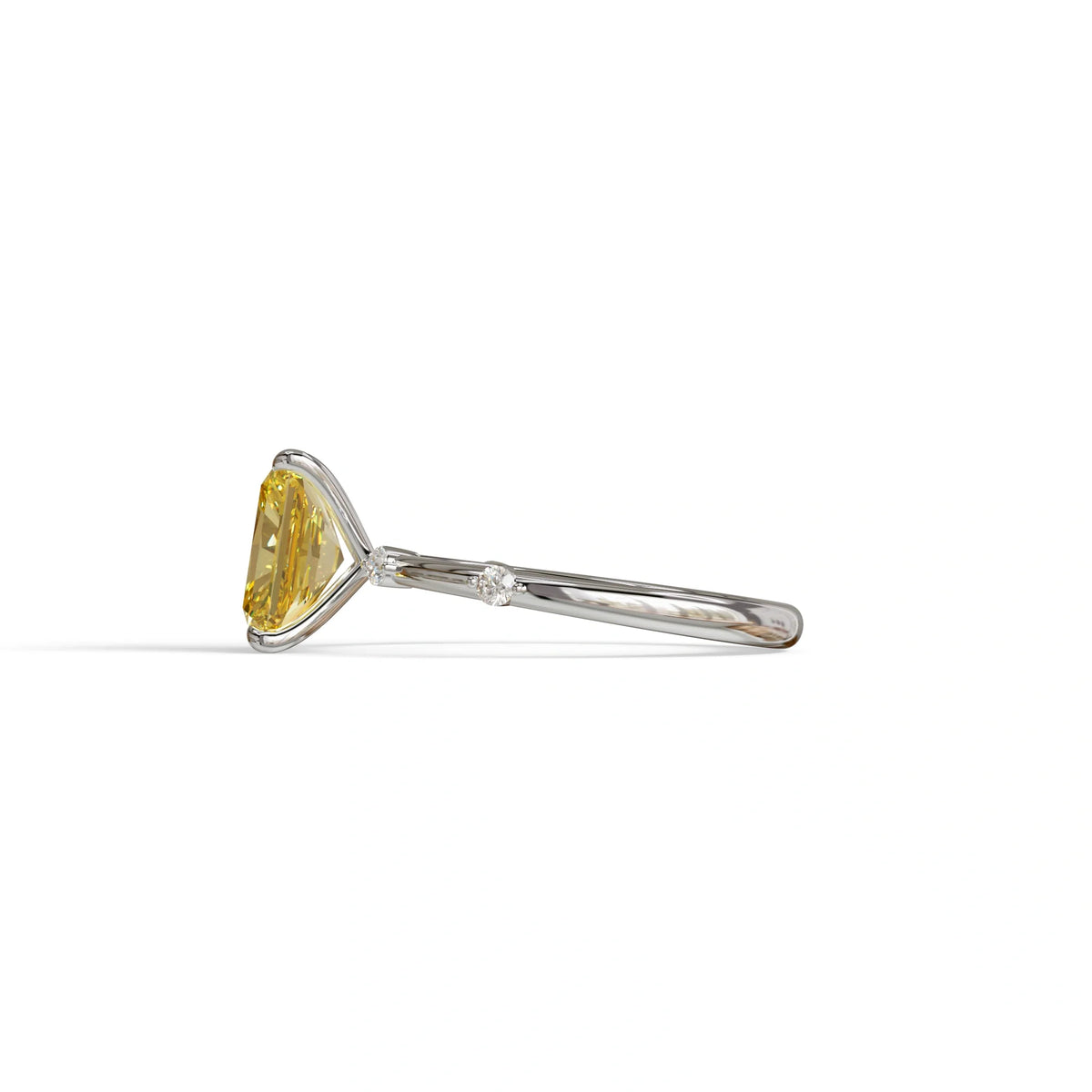 2 Ct Fancy Vivid Yellow Radiant Cut Lab Grown Diamond Engagement Ring | Space-Chanel Setting - Elaria