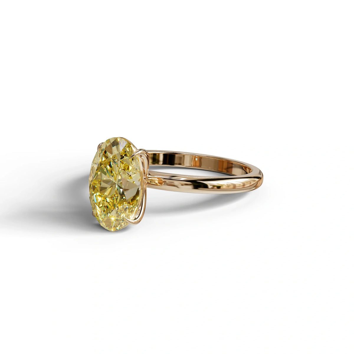 Fancy Yellow Oval Cut Solitaire Lab Grown Diamond Engagement Ring Curiosa