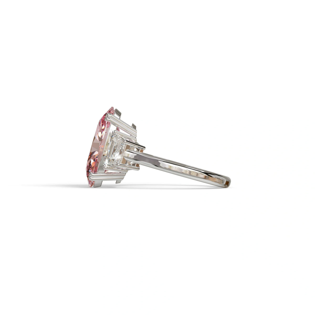 5 Carat Pink Lab Grown Diamond Engagement Ring · Oval Cut Three Stone | Solstice - view 6