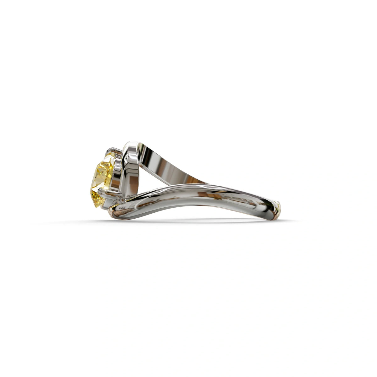 1.5 Carat Yellow Round Cut Solitaire Lab Diamond Ring - Tauras