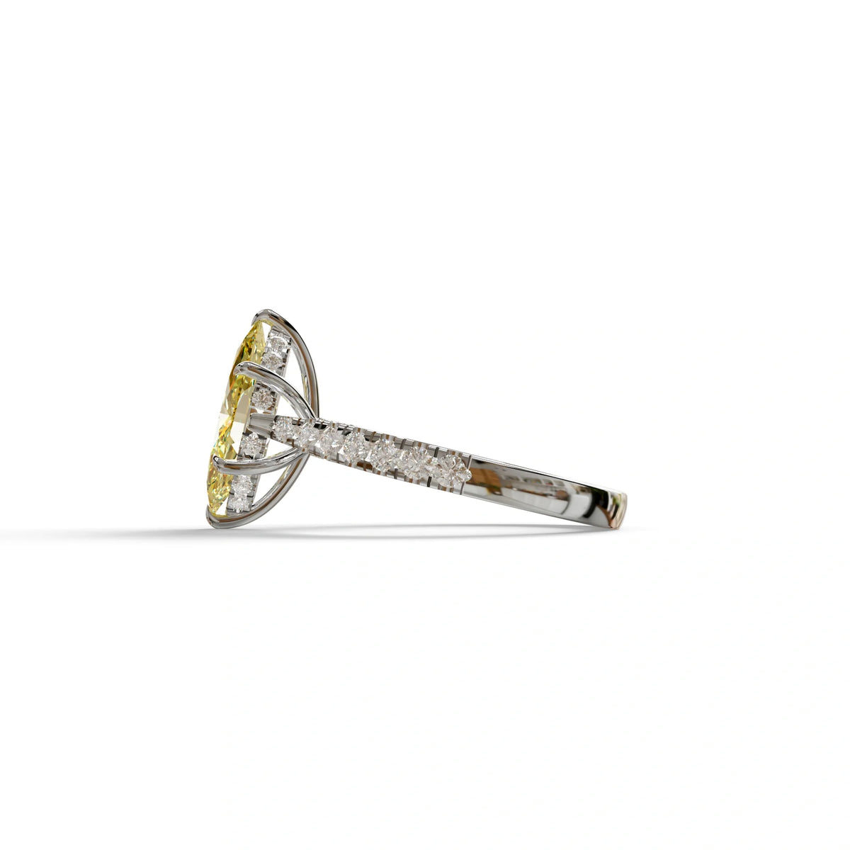 1.5 Carat Yellow Marquise Cut Lab Diamond Hidden Halo & Pave Ring - Ash