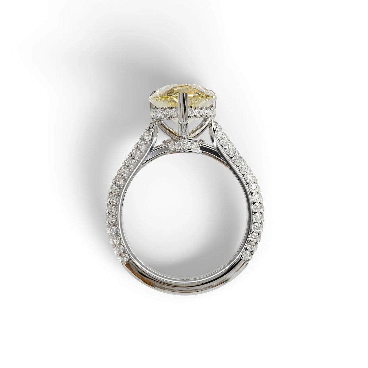 3 Carat Yellow Pear Shaped Hidden Halo Lab Diamond Engagement Ring - Alina