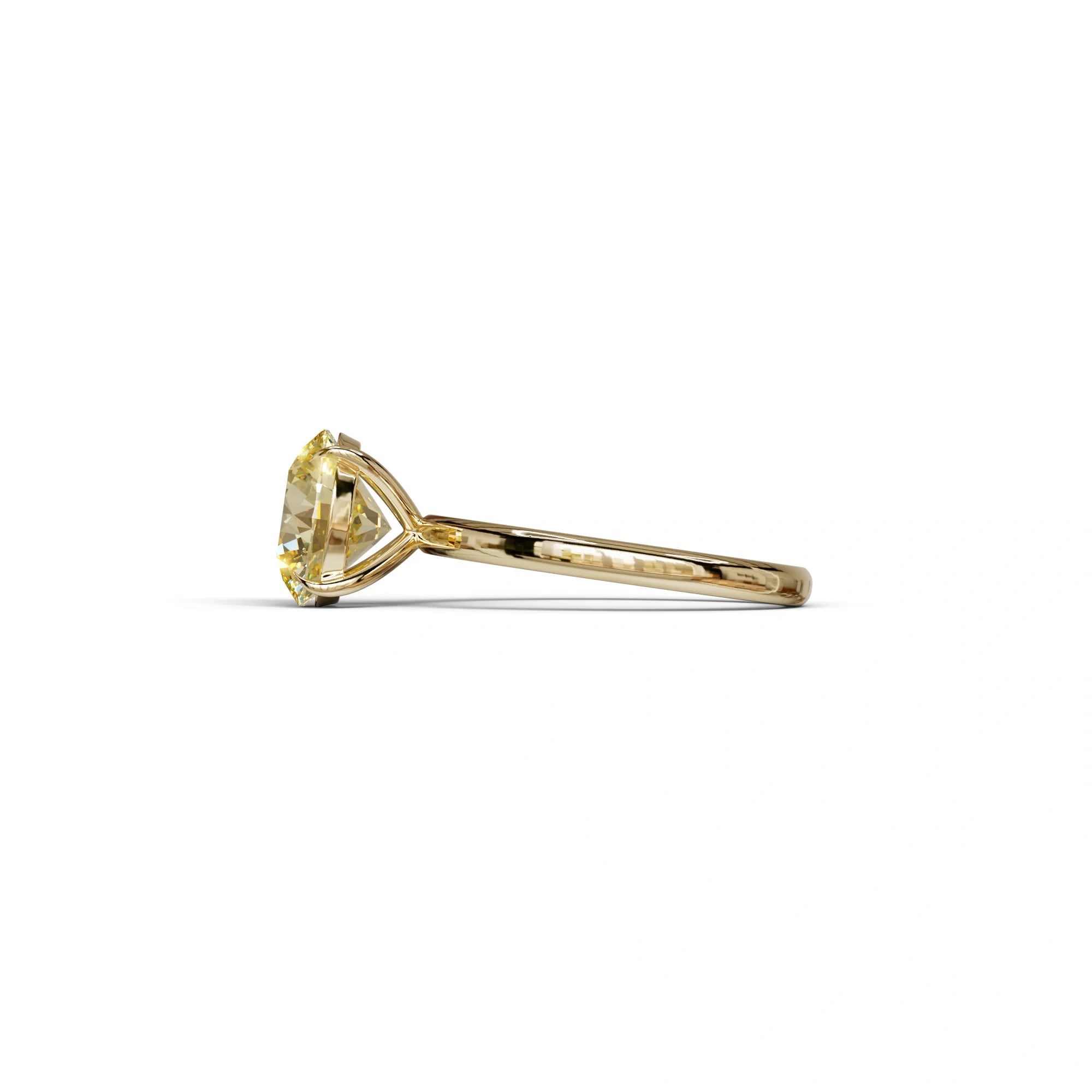 Yellow Round Cut Solitaire Lab Diamond Engagement Ring - Italia