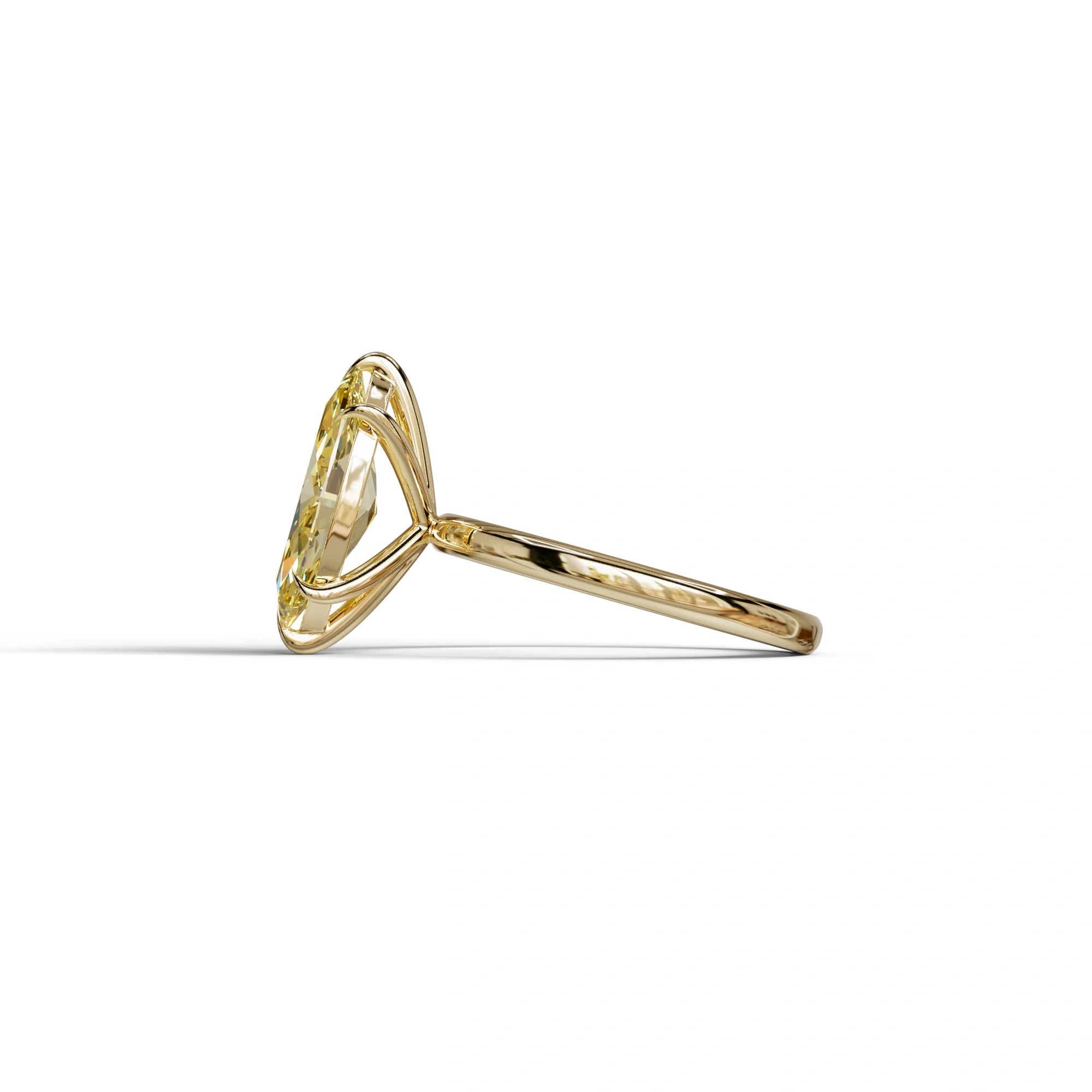 Fancy Yellow Marquise Cut Solitaire Lab Grown Diamond Engagement Ring - Celestina