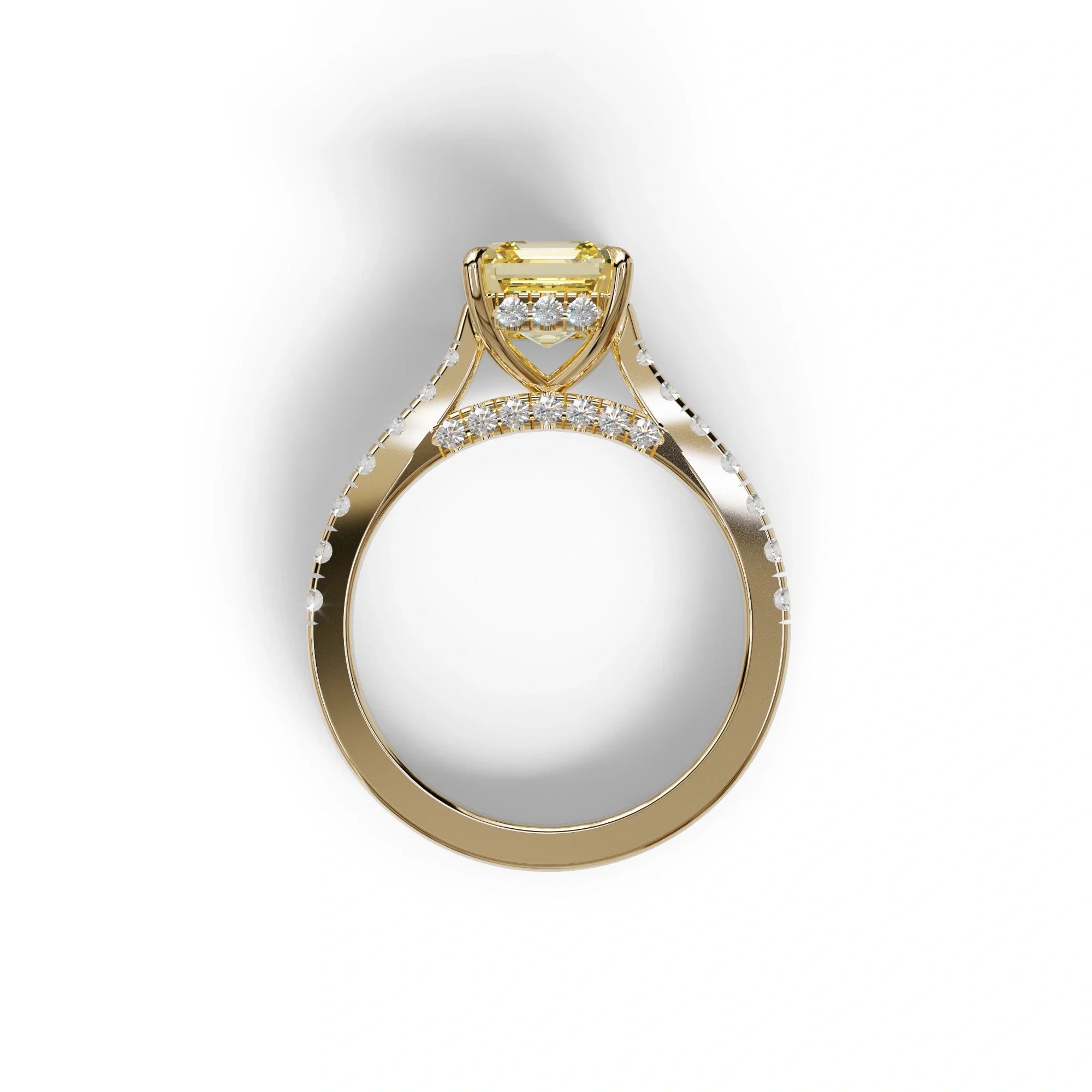 2 Carat Yellow Asscher Cut Lab Grown Diamond Engagement Ring | Hidden Halo & Pave - Kay