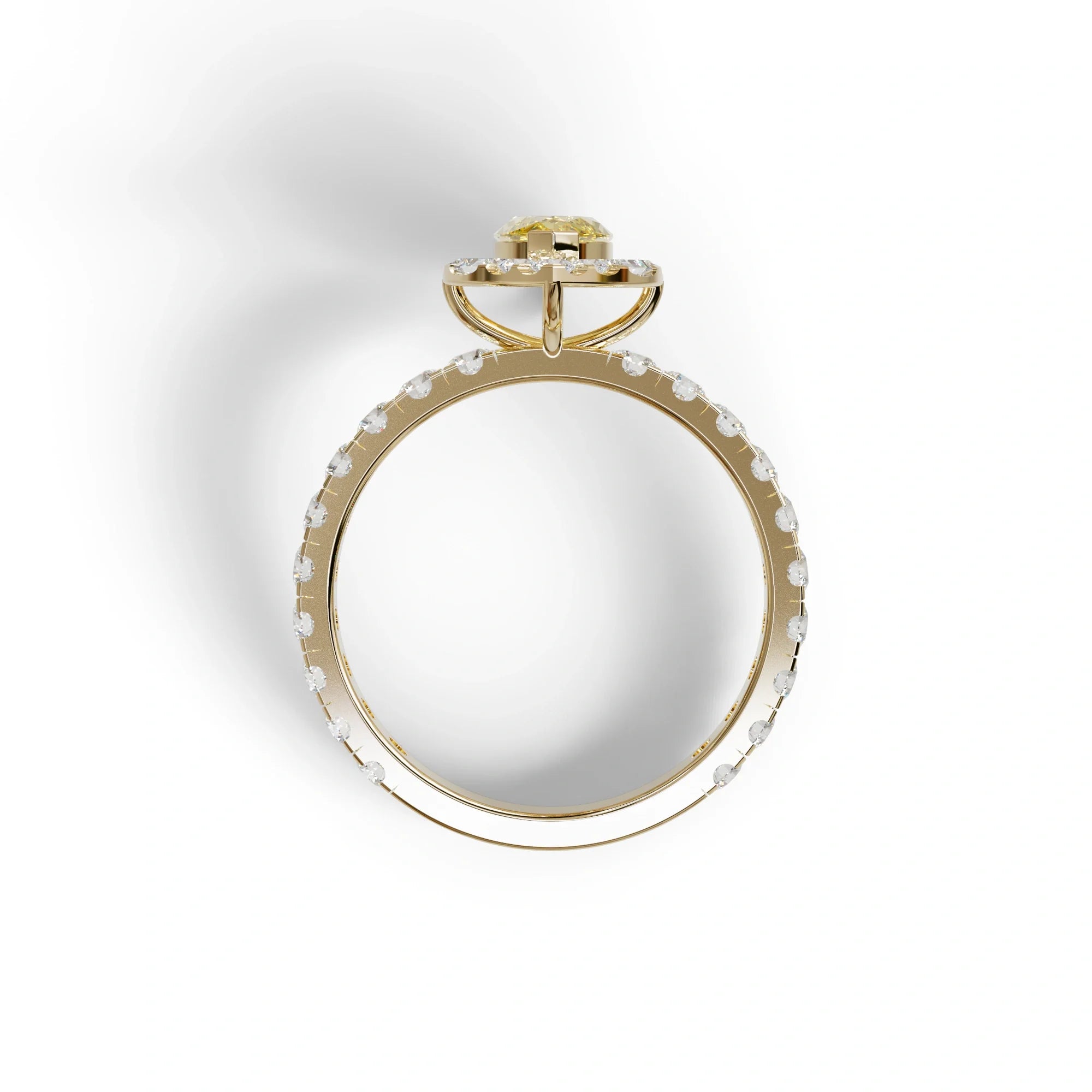 1 Carat Yellow Marquise Halo Pave Lab Grown Diamond Ring - Luxe