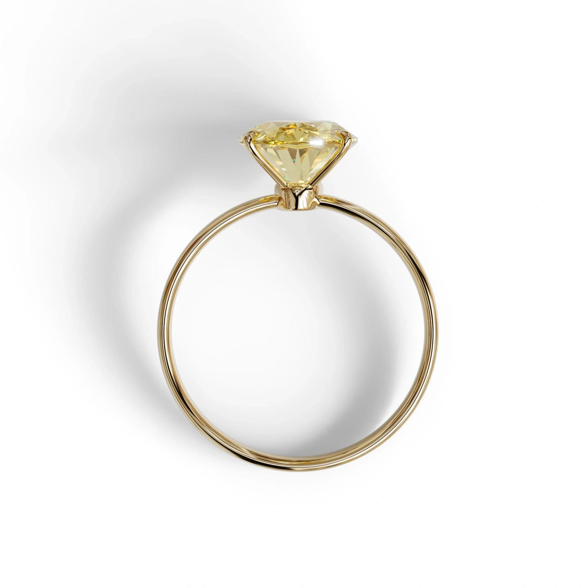 4 Carat Fancy Yellow Oval cut Lab Grown Diamond Solitaire Engagement Ring - Cadris