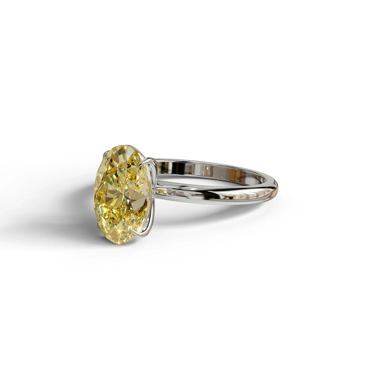Fancy Yellow Oval Cut Solitaire Lab Grown Diamond Engagement Ring Curiosa
