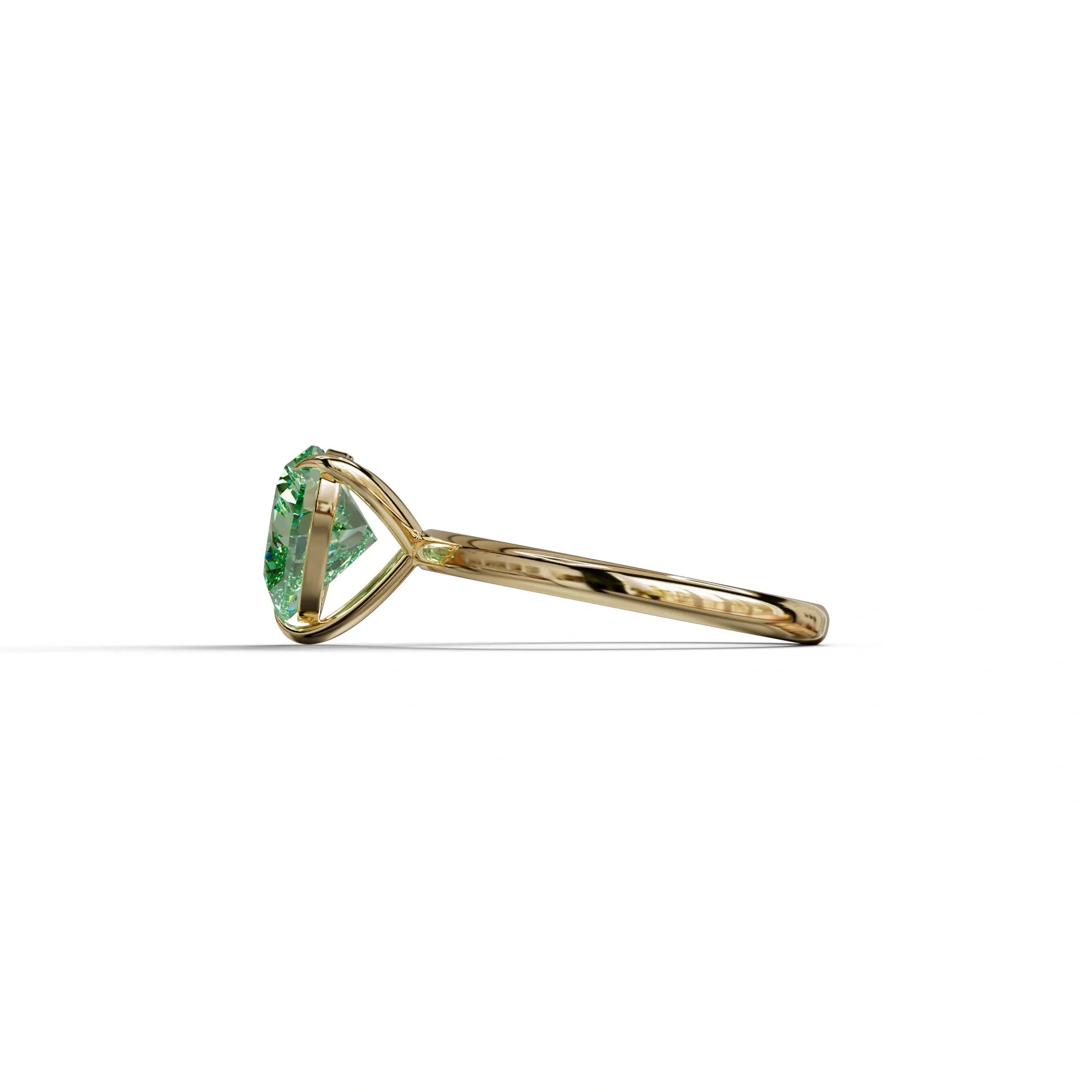 Green Heart Cut Solitaire Lab Grown Diamond Engagement Ring - Mellow
