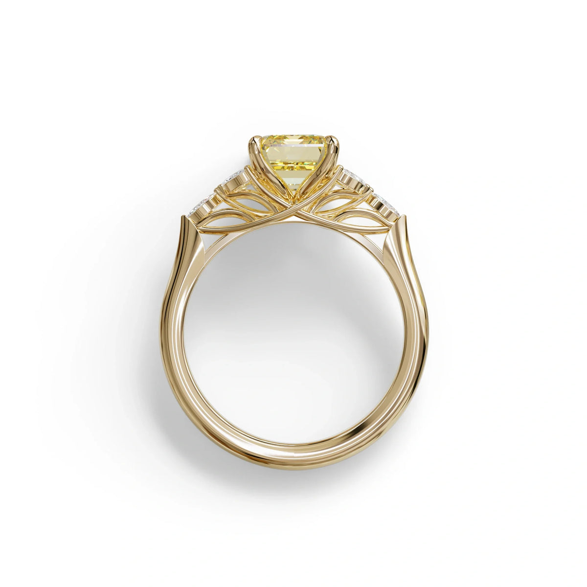 2.5 Carat Yellow Lab Grown Diamond Engagement Ring · Emerald Cut Nature-Inspired | Verona - view 7