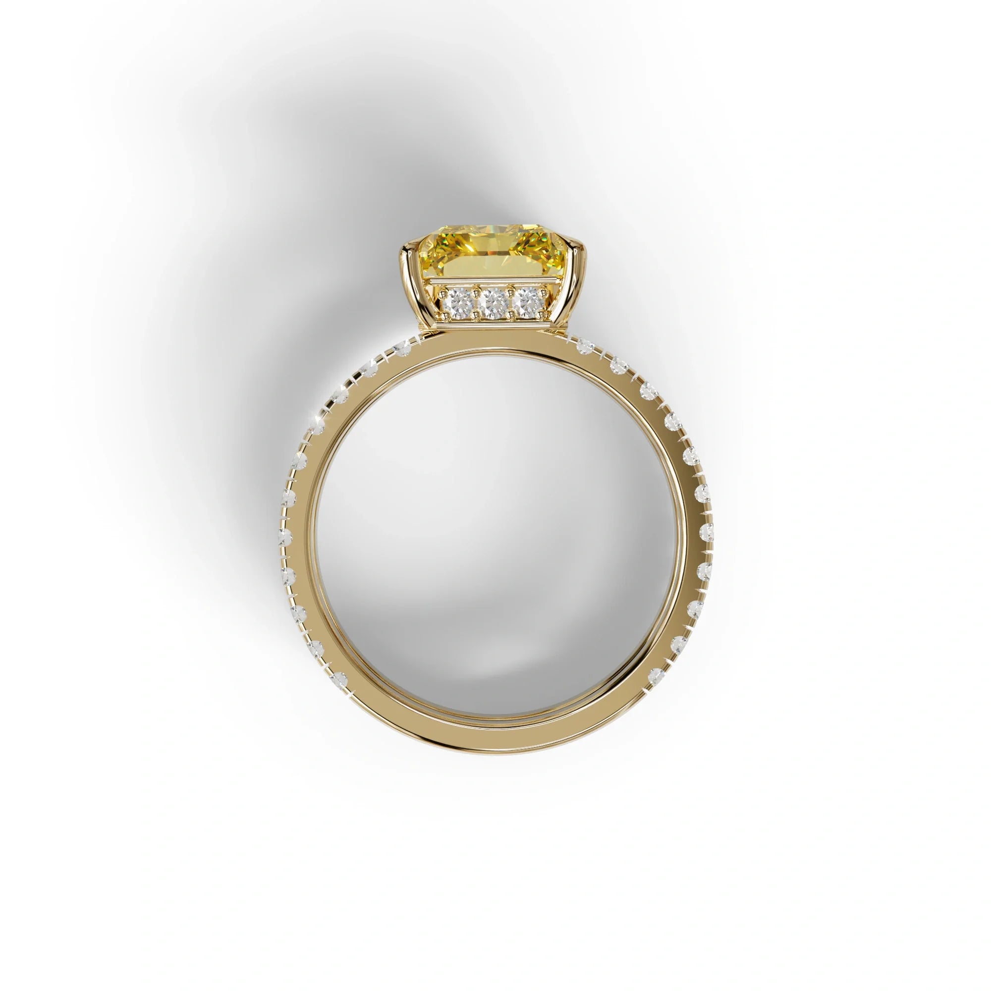 Fancy Yellow Radiant Cut Lab Diamond Engagement Ring | Double Band Hidden Halo - Billie