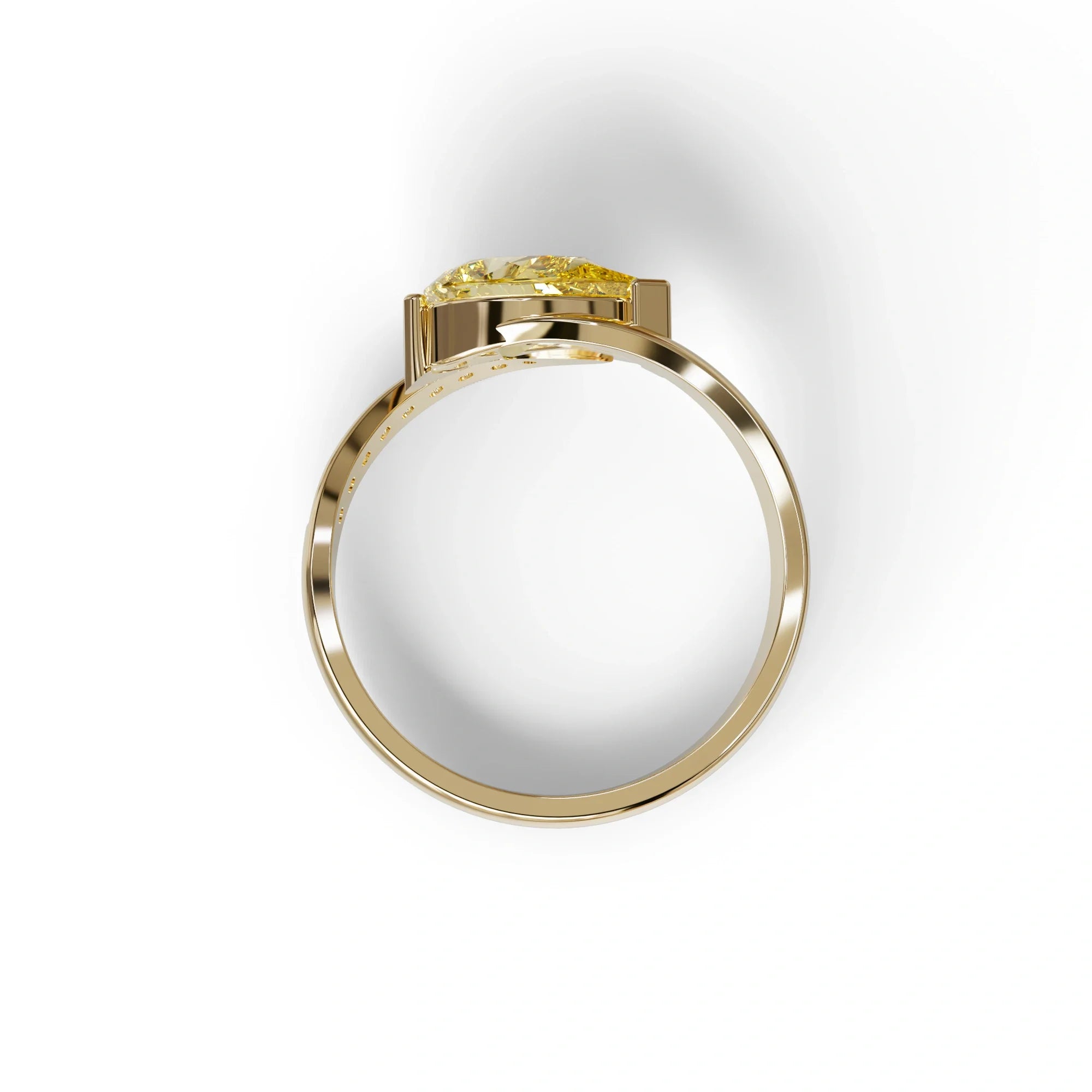 1 Carat Yellow Pear Cut Unique Lab Grown Diamond Ring - Capricorn