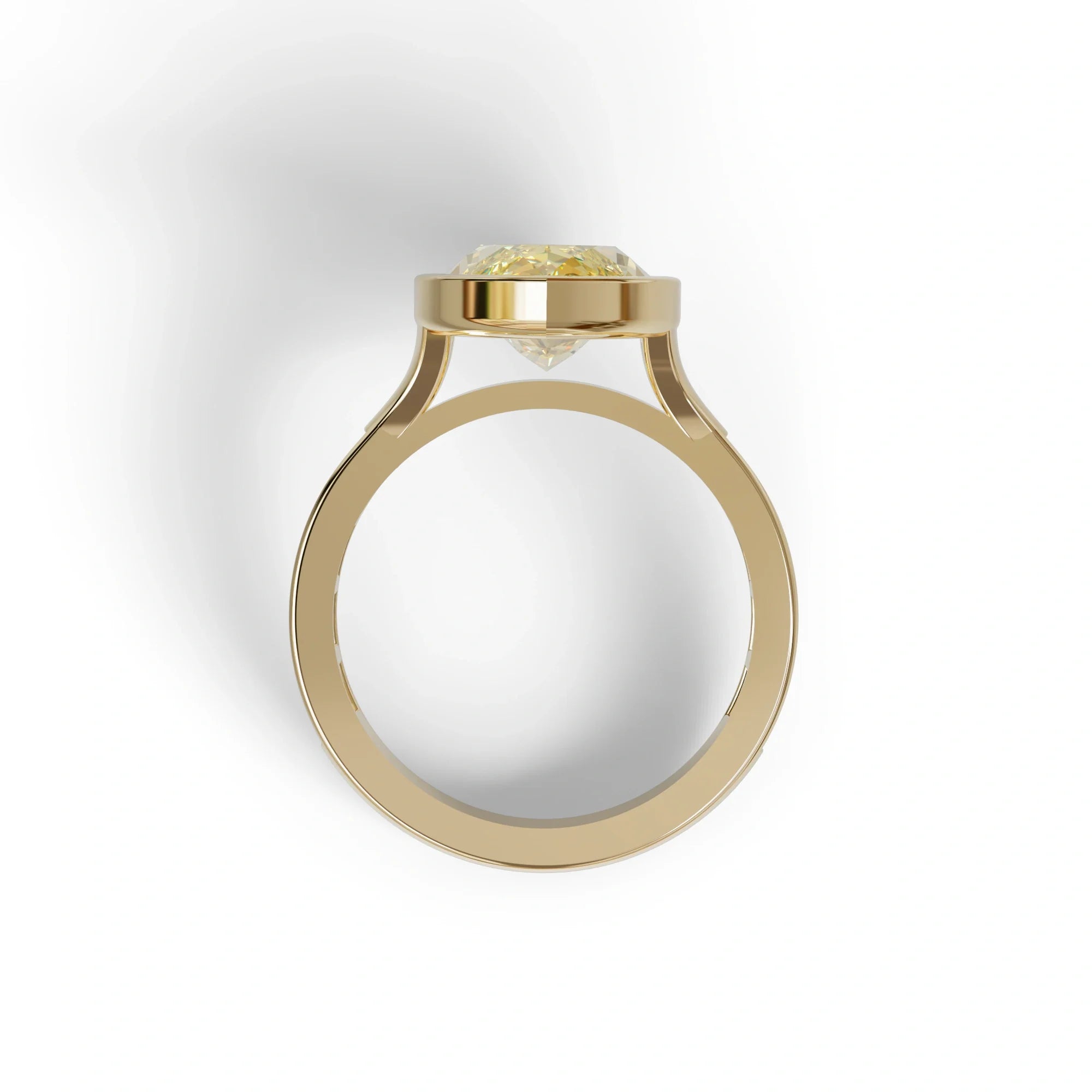 3 Ct Marquise Cut Yellow Color Lab Diamond Ring With Bezel Set - Kayla