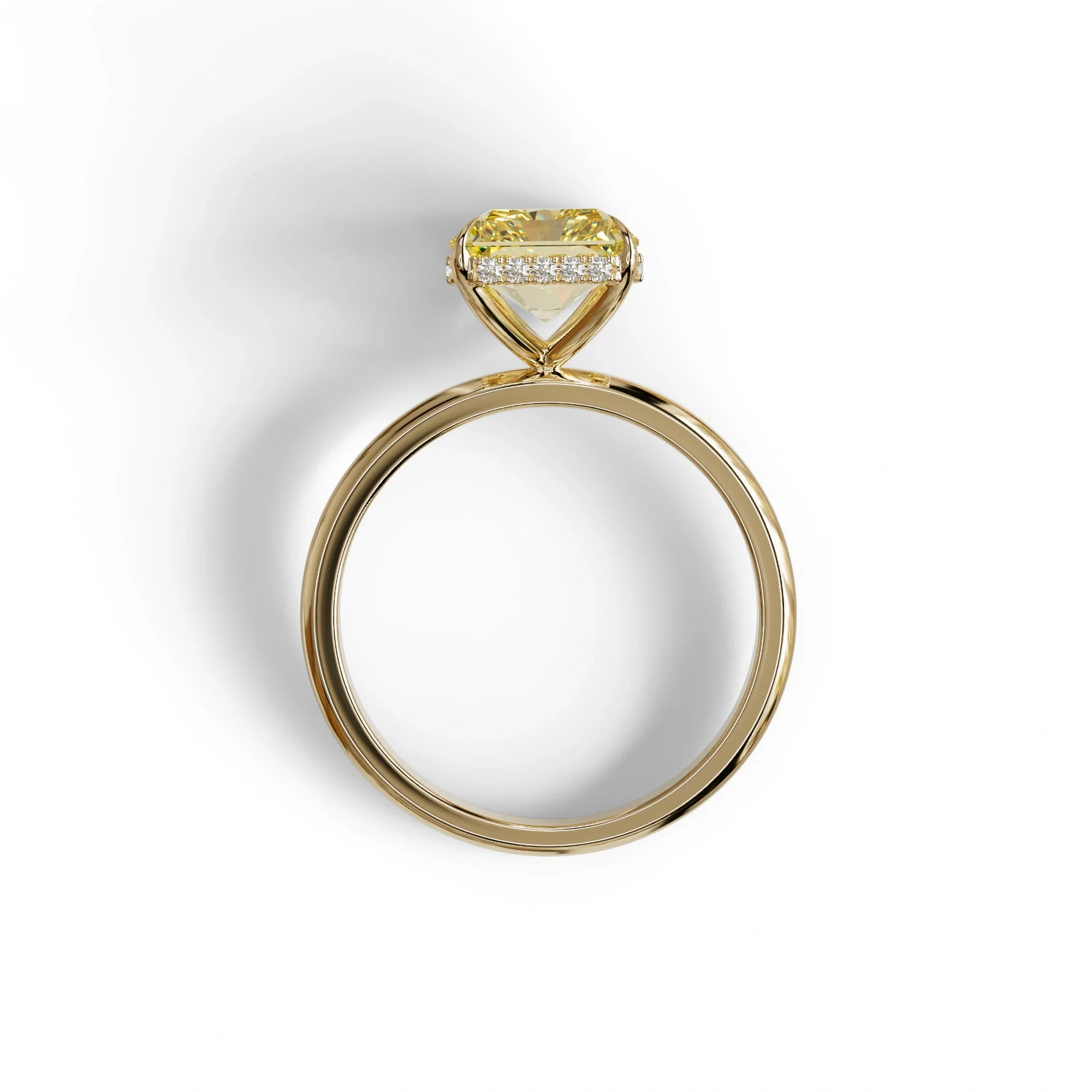 3 Carat Fancy Yellow Radiant Cut Hidden Halo Lab Grown Diamond Engagement Ring