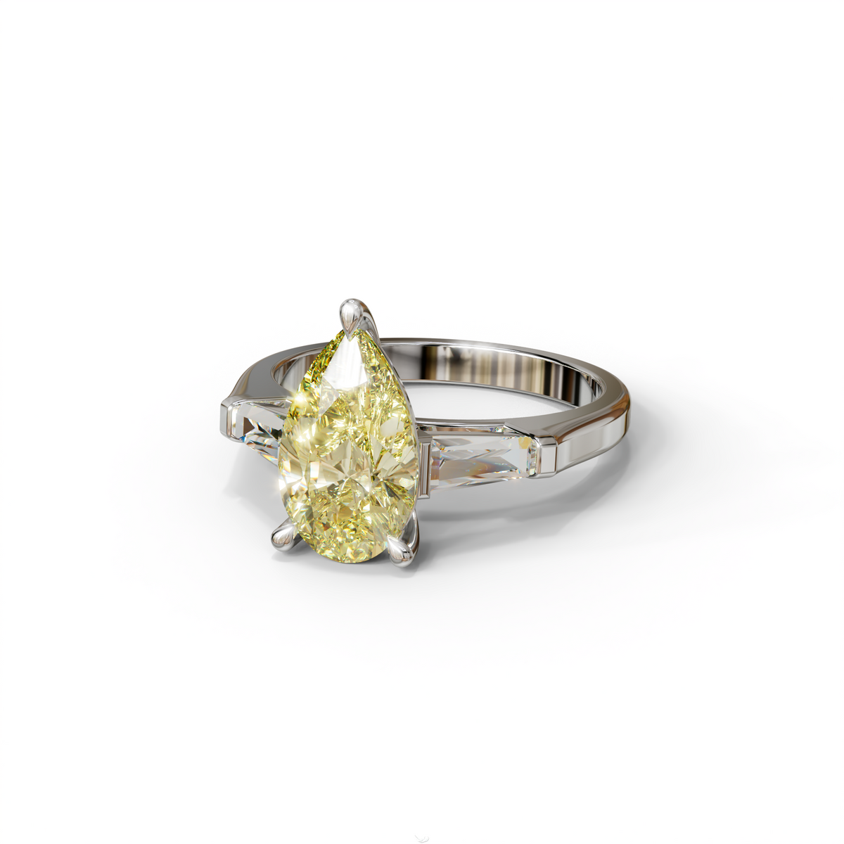 3 Carat Pear Cut Yellow Lab Diamond Engagement Ring - Bella