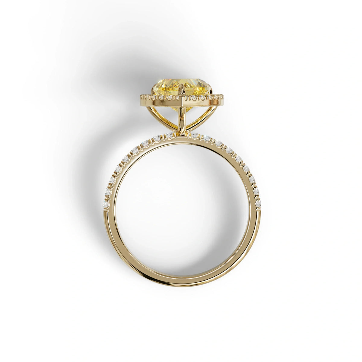 Yellow Heart Cut Halo & Pavé Lab Grown Diamond Engagement Ring - Gelia
