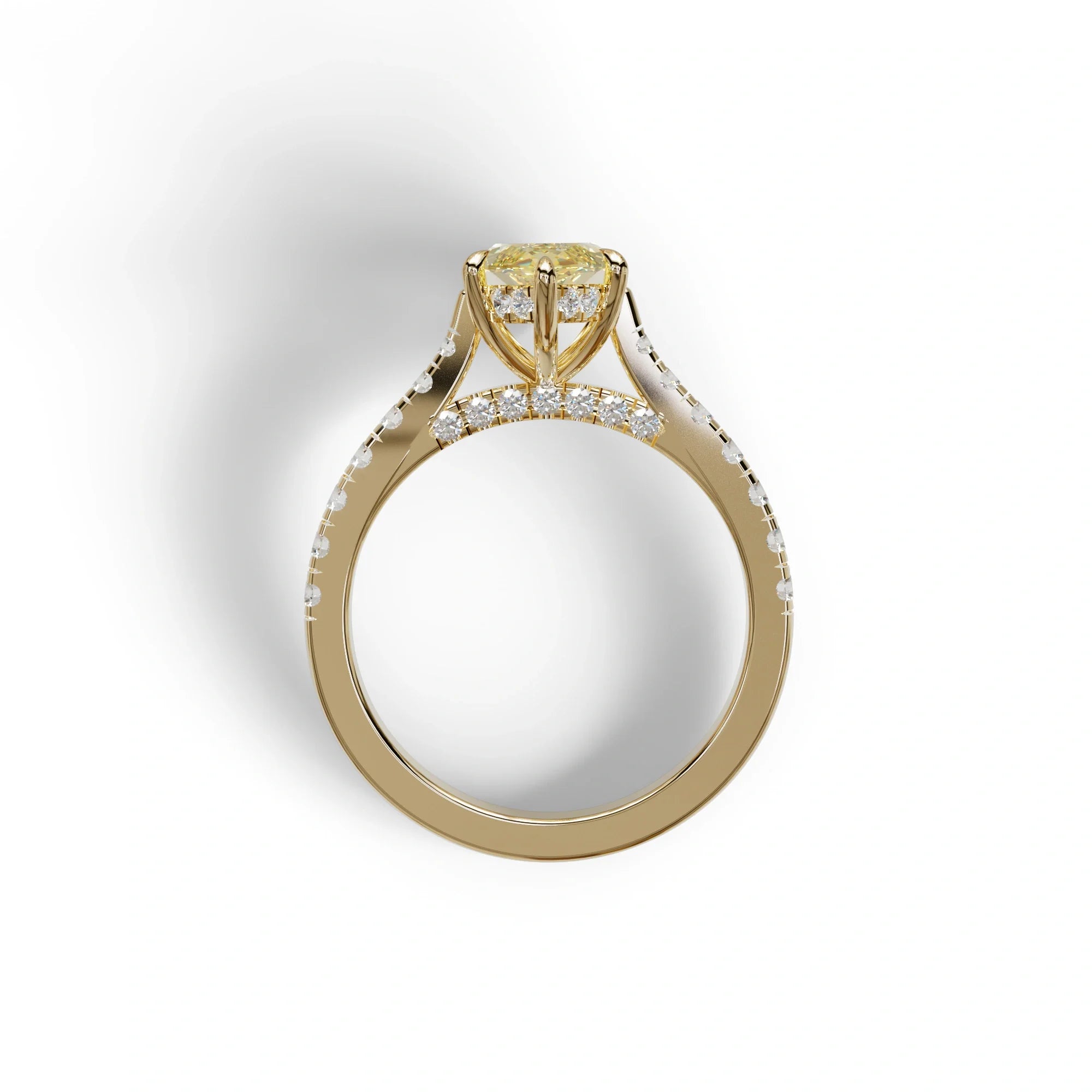 1.5 Carat Yellow Marquise Cut Lab Diamond Hidden Halo & Pave Ring - Ash
