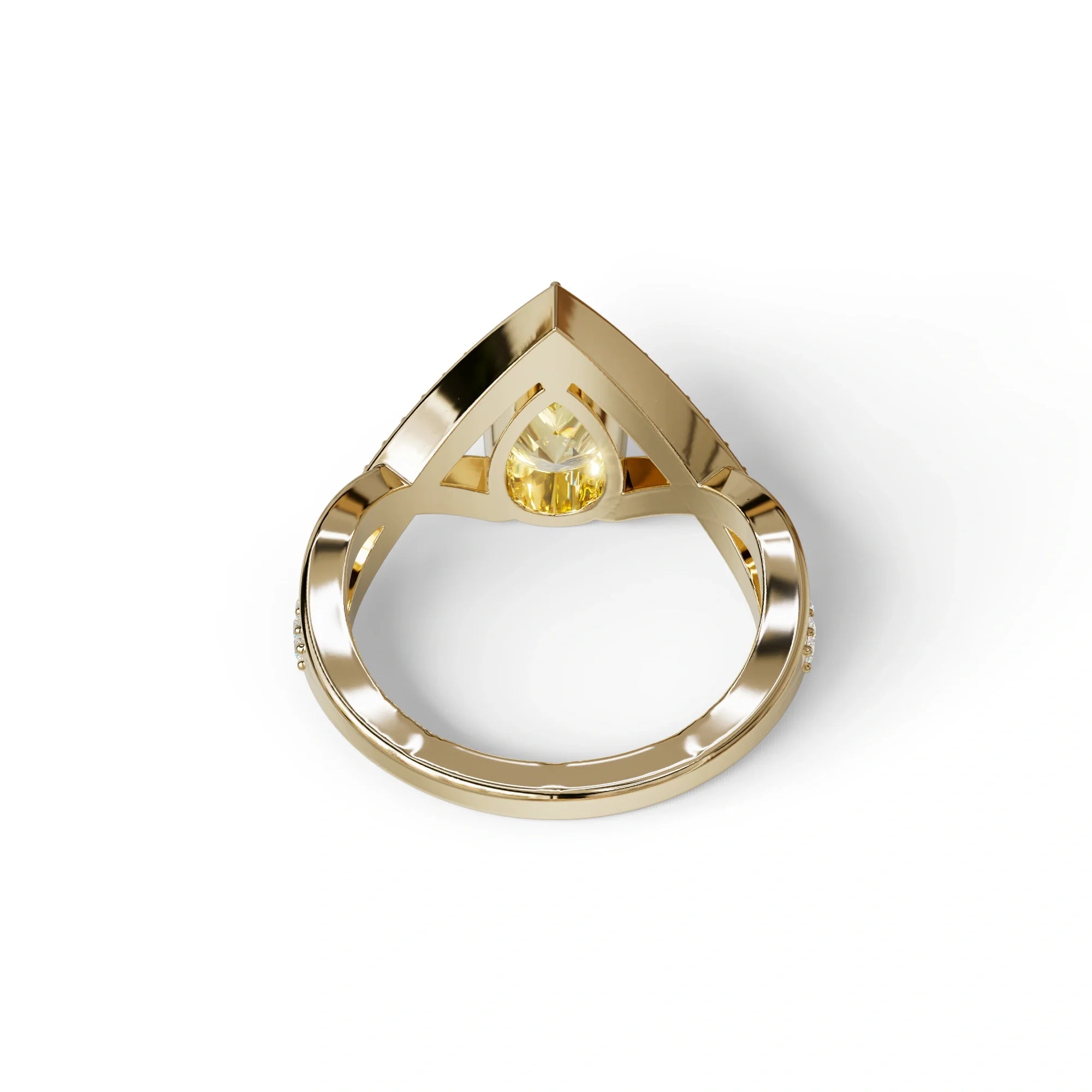 2 Carat Yellow Pear Cut Tear Drop Lab Diamond Ring - Glamly