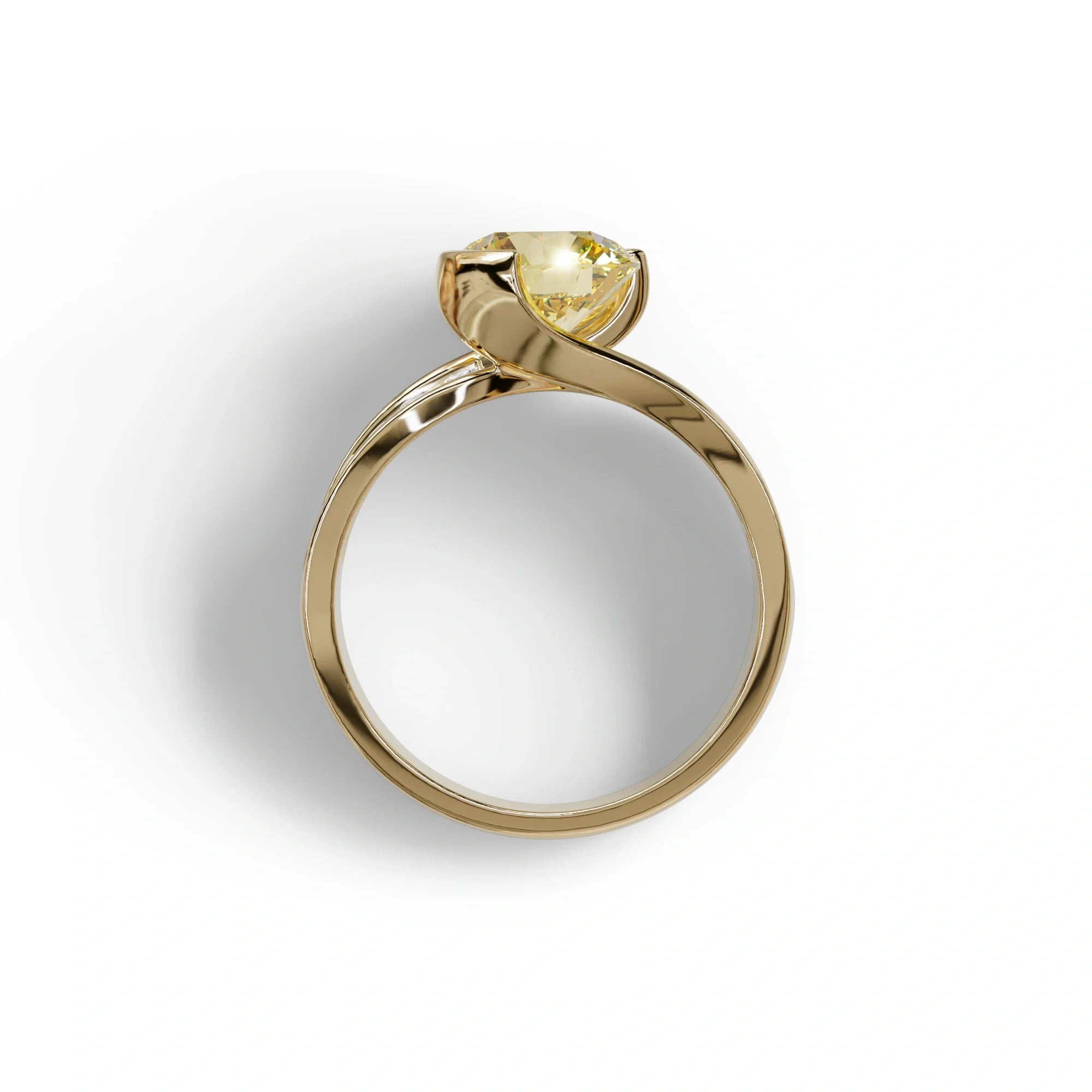2 Carat Yellow Round Shaped Channel Set Lab Diamond Engagement Ring - Avonlea