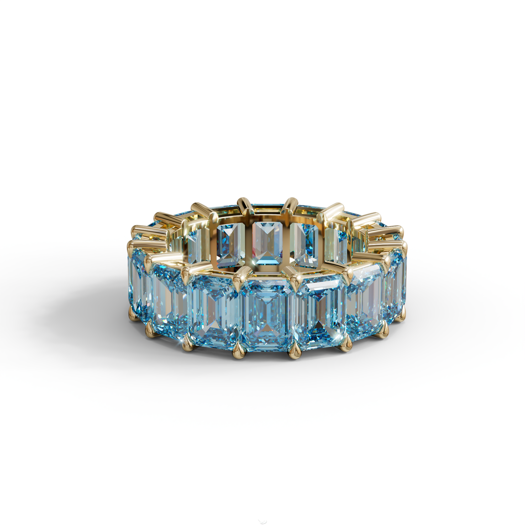 Lab‑Grown Blue Emerald‑Cut Diamond Band – Classic Full‑Eternity Style