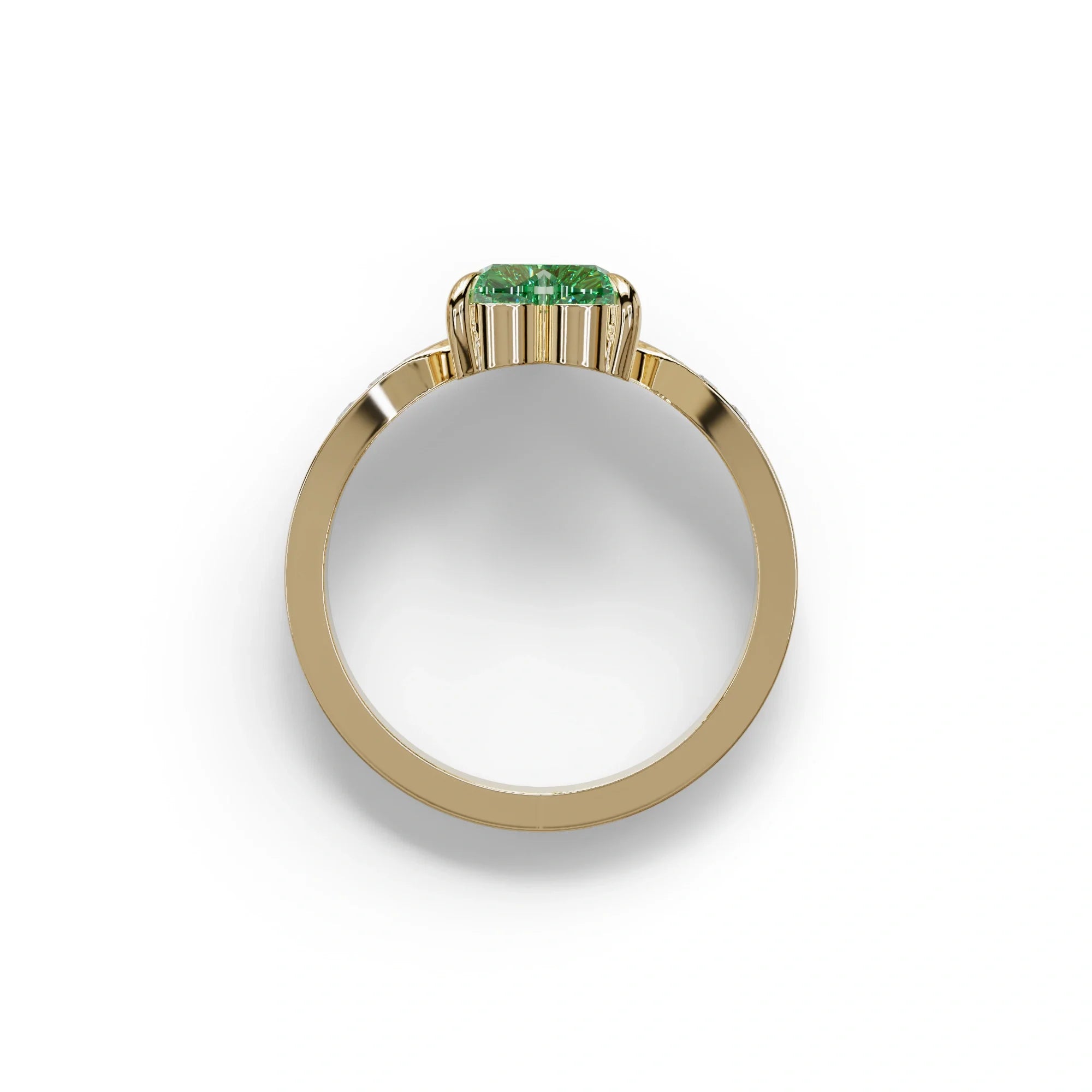 Green Heart Shape Lab Grown Diamond Engagement Ring - Moise