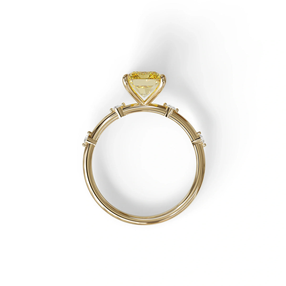 2 Ct Fancy Vivid Yellow Radiant Cut Lab Grown Diamond Engagement Ring | Space-Chanel Setting - Elaria