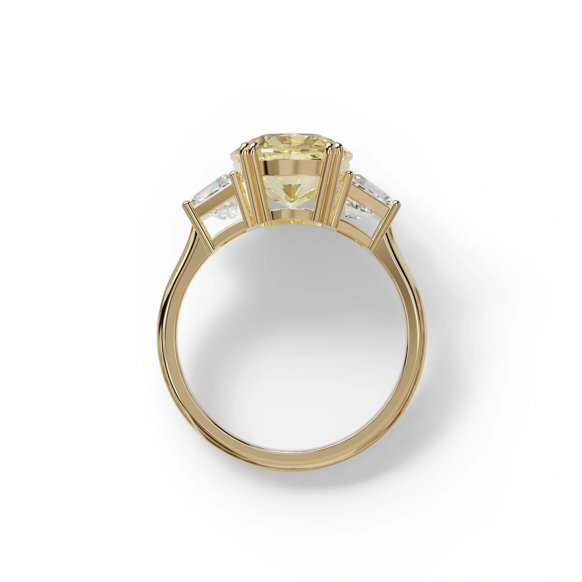 3.5 Carat Yellow Lab Grown Diamond Engagement Ring · Cushion Cut Three Stone | Trilogy - view 7