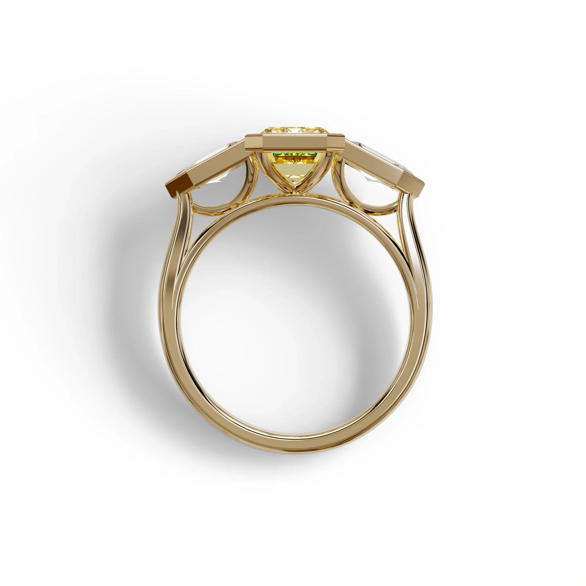3 Ct Fancy Vivid Yellow Emerald Cut Lab Diamond Ring - Lumons