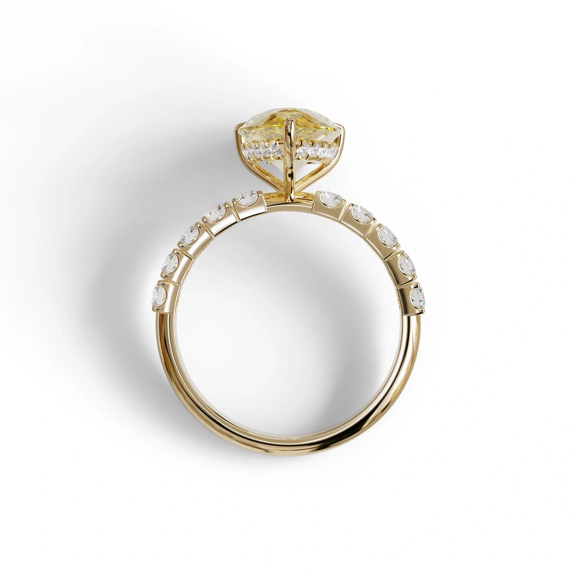 3 Carat Yellow Pear Cut Lab Grown Diamond Engagement Ring - Feesia