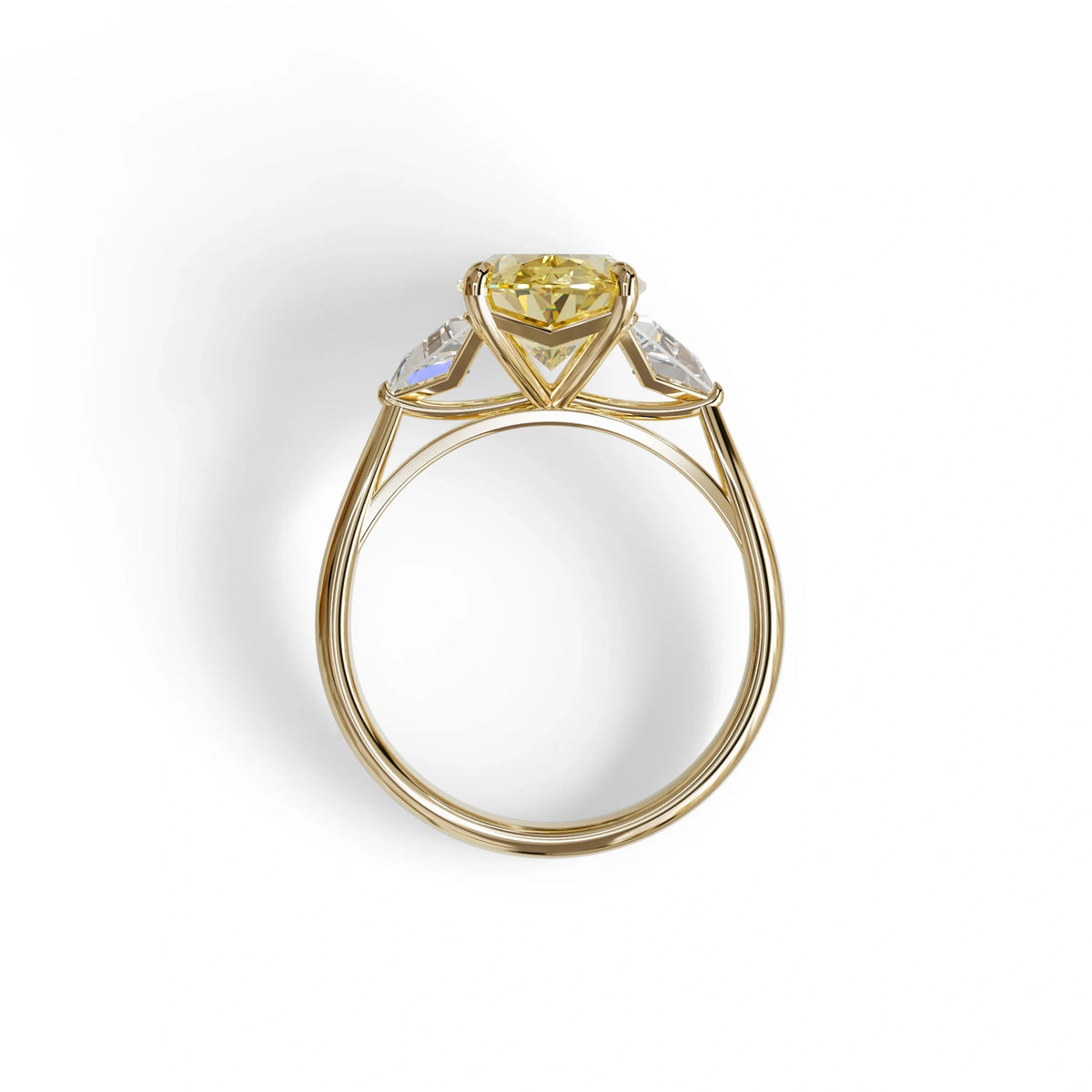 3Ct Yellow Oval Cut Lab Grown Diamond Three Stone Engagement Ring - Myza