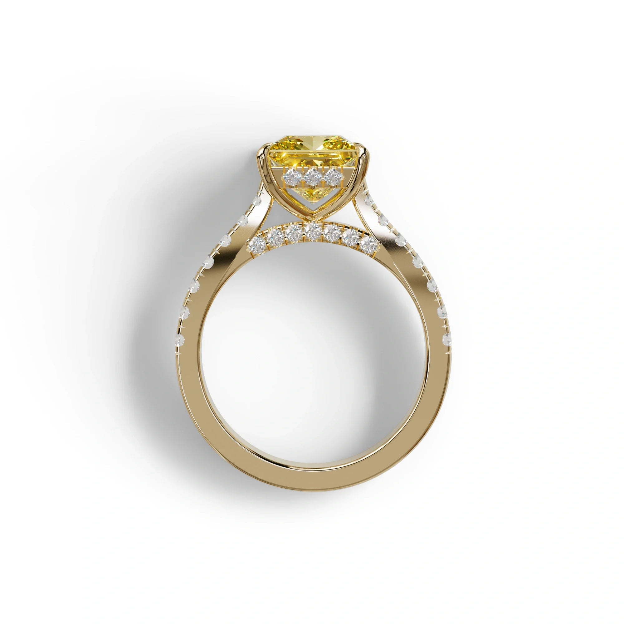 2.5 Carat Yellow Princess Cut Hidden Halo & Pave Lab Diamond Ring - Aries