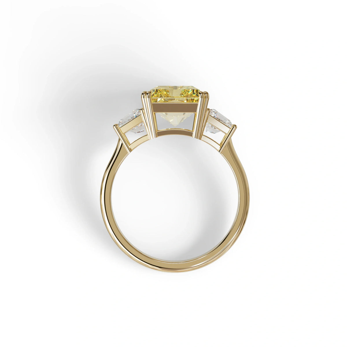 4 Carat Yellow Lab Grown Diamond Engagement Ring – Radiant Cut Three Stone | Tac