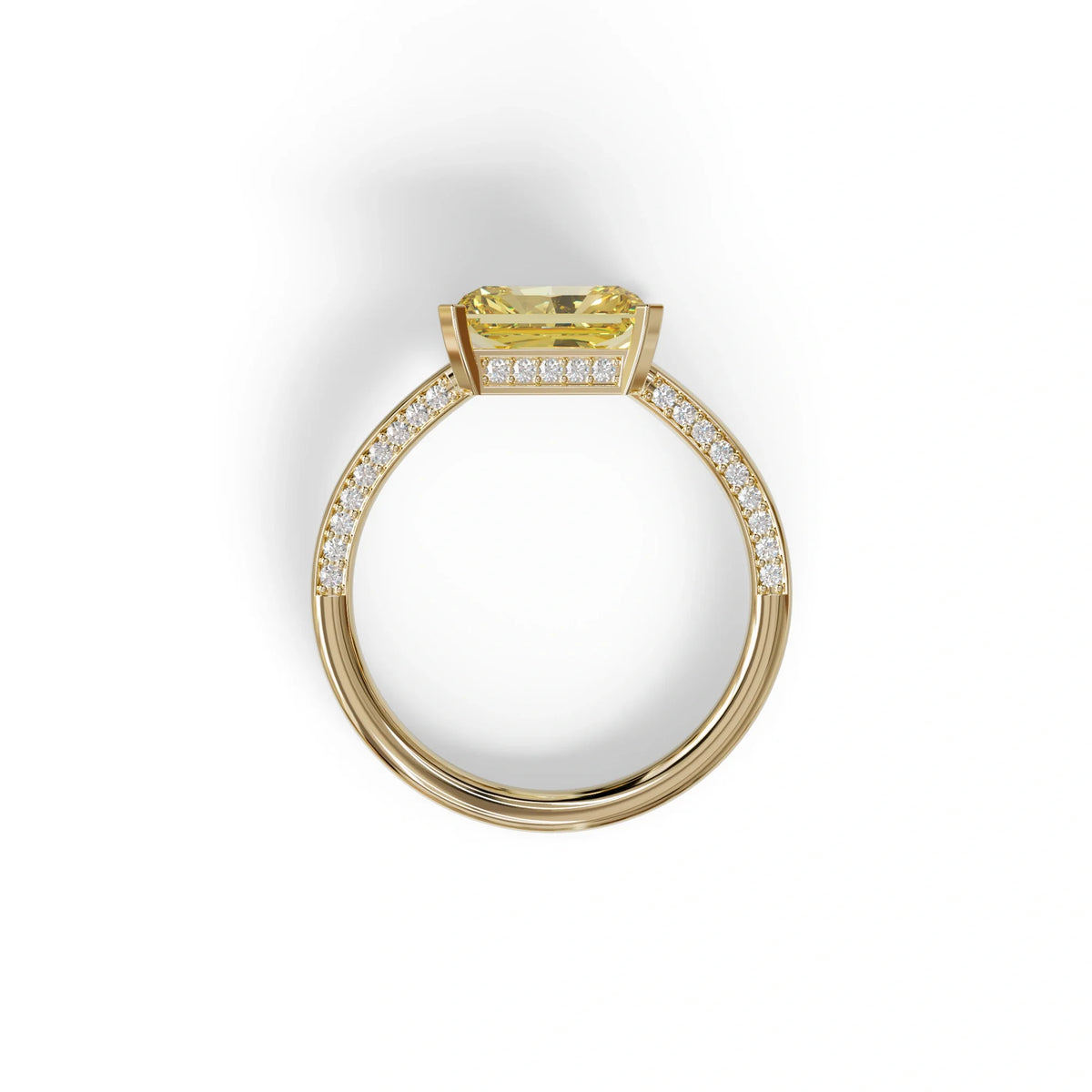 2.5 Ct Yellow Radiant Cut Lab Grown Diamond In Pave-Chanel Setting Ring - Maxine