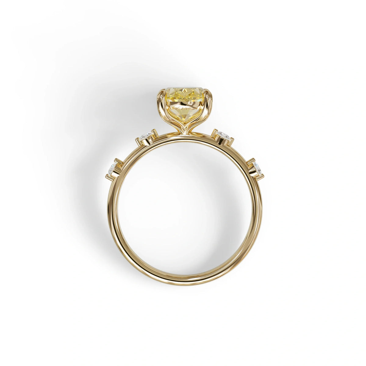 2 Ct Yellow Oval Cut Lab Diamond In Space-Chanel Setting Ring - Celestial