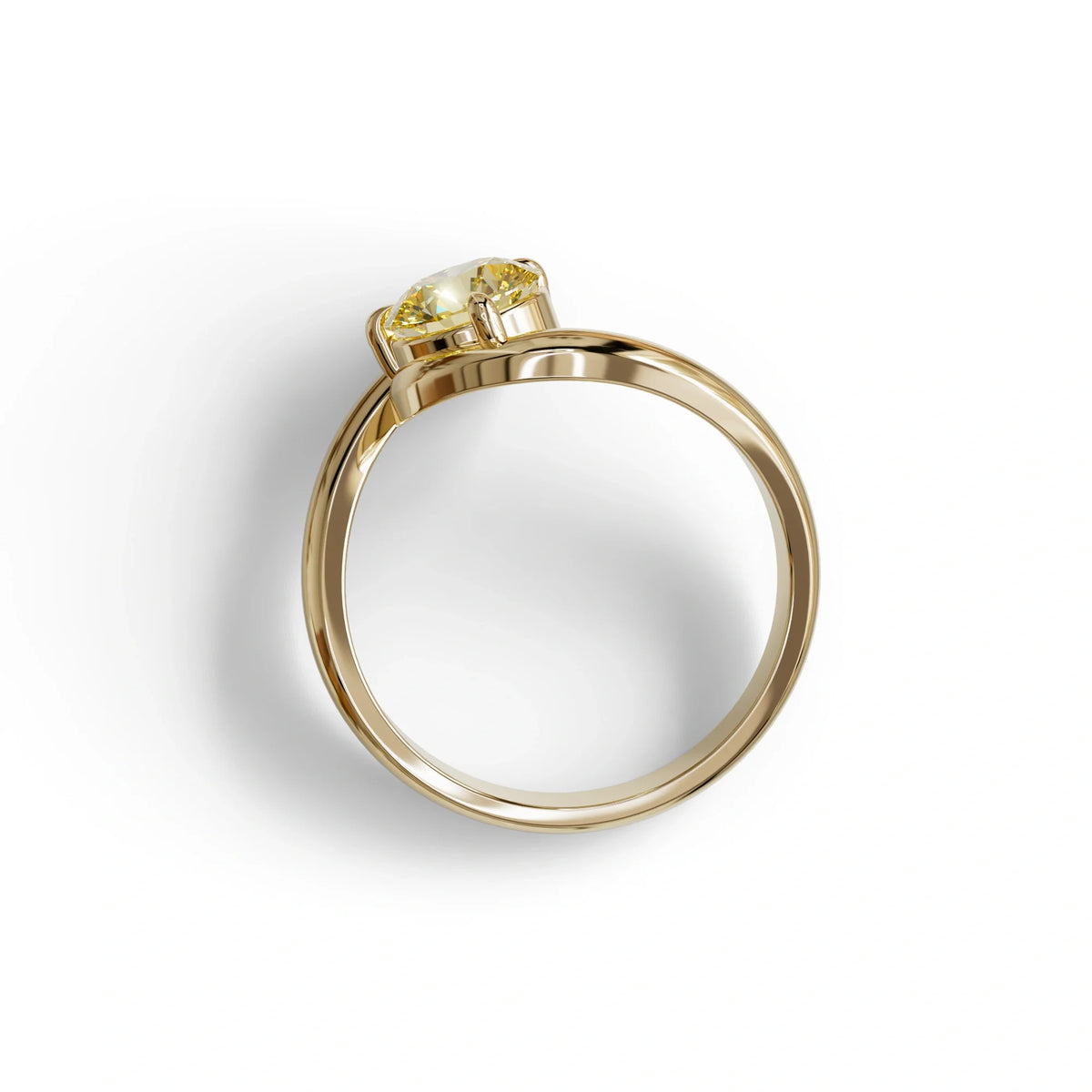 1.5 Carat Yellow Round Cut Solitaire Lab Diamond Ring - Tauras