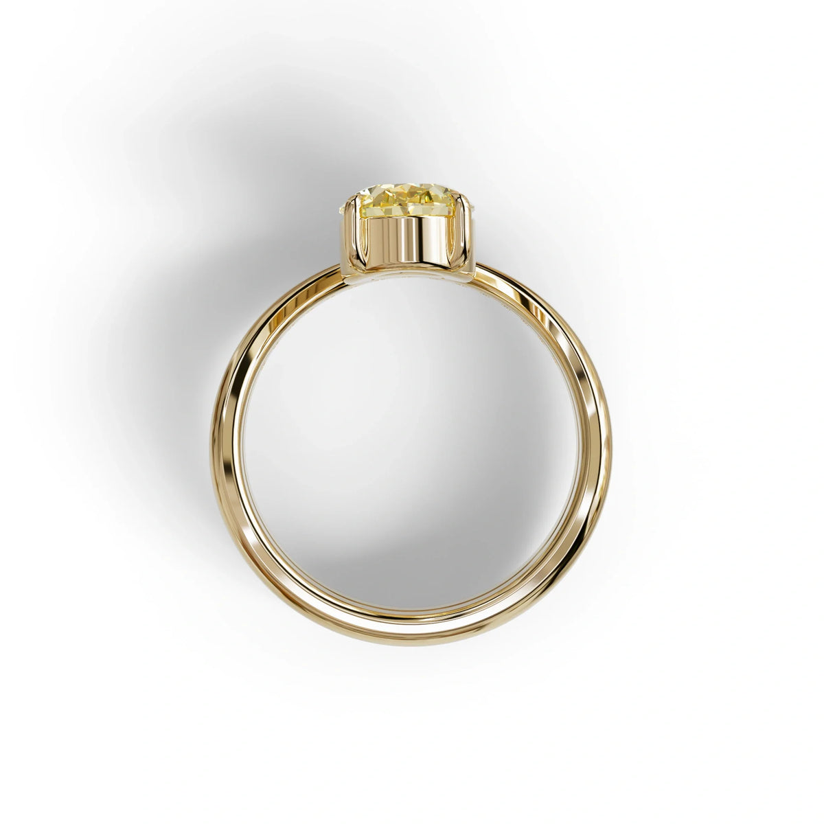 2 Carat Fancy Yellow Oval Cut Lab Grown Diamond Ring | Curve Setting - Brilliance