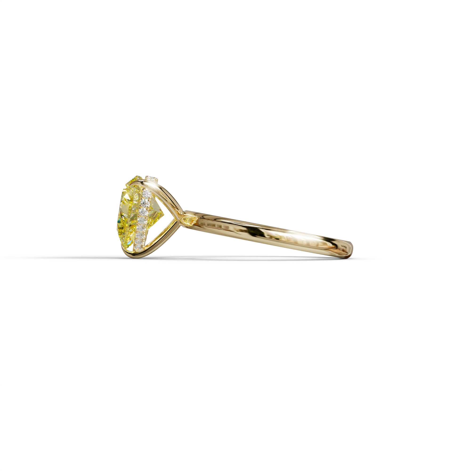 3 Carat Yellow Heart Cut Hidden Halo Set Lab Grown Diamond Engagement Ring