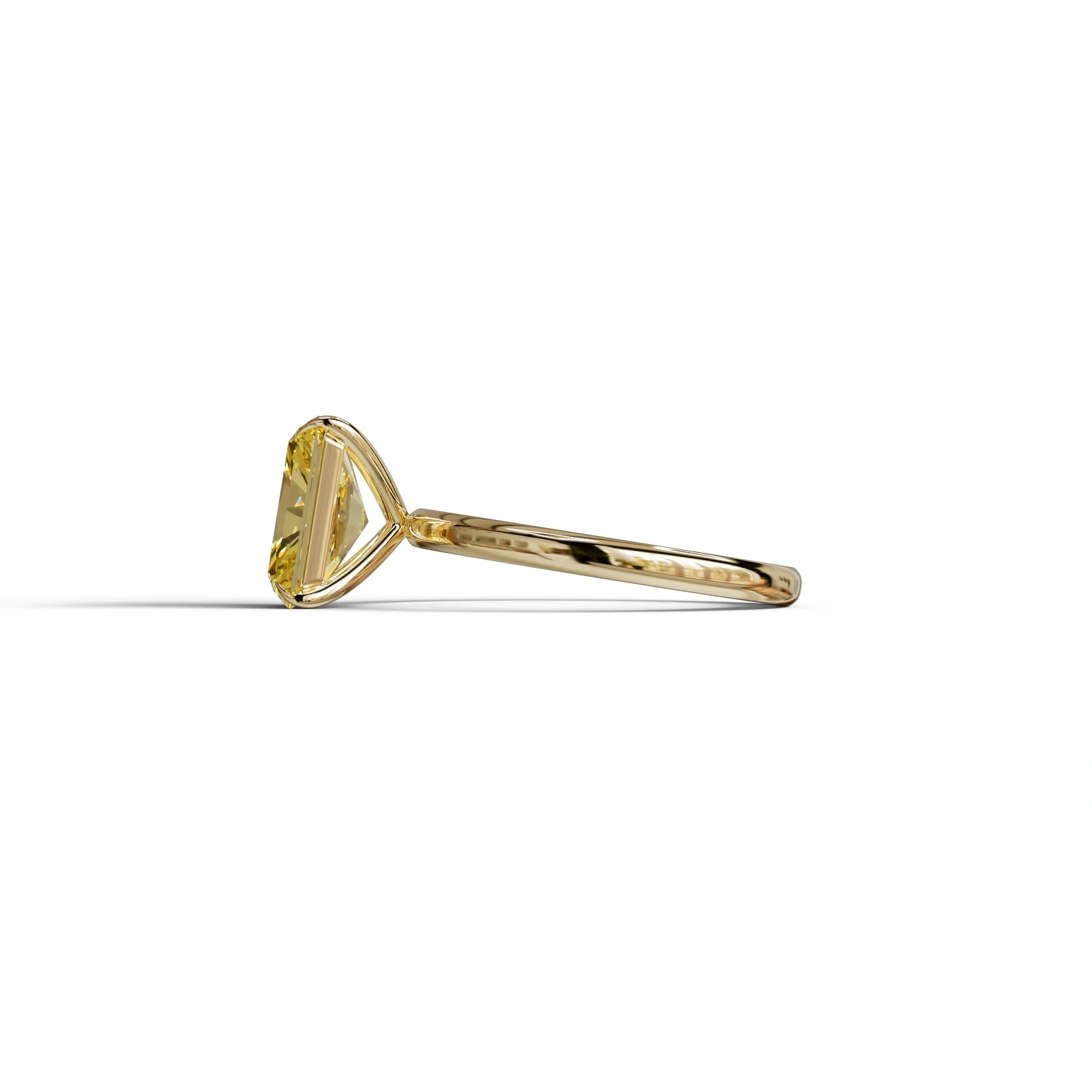 Yellow Radiant Cut Solitaire Lab Grown Diamond Engagement Ring - Papilia