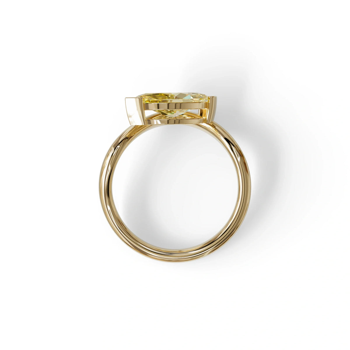 2 Ct Fancy Vivid Yellow Marquise Cut Lab Diamond In Solitaire Setting Ring - Jiani