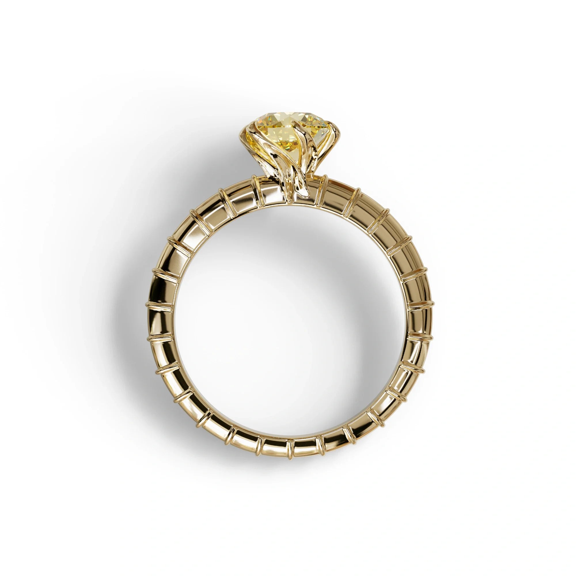 1 Carat Yellow Round Cut Lab Diamond Ring - Hyper Glam