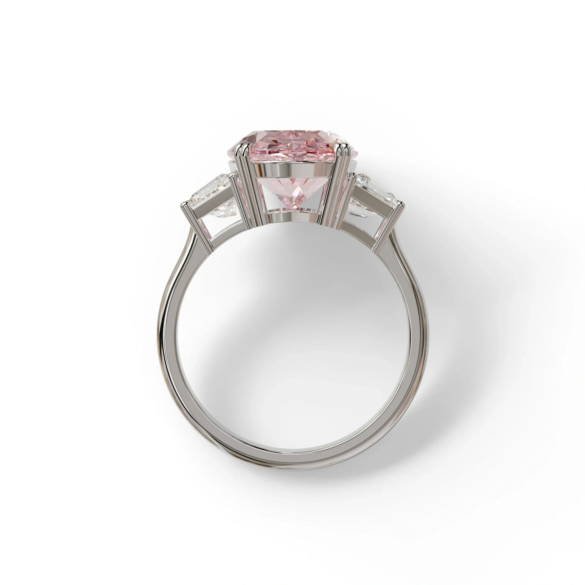 5 Carat Pink Lab Grown Diamond Engagement Ring · Oval Cut Three Stone | Solstice - view 7