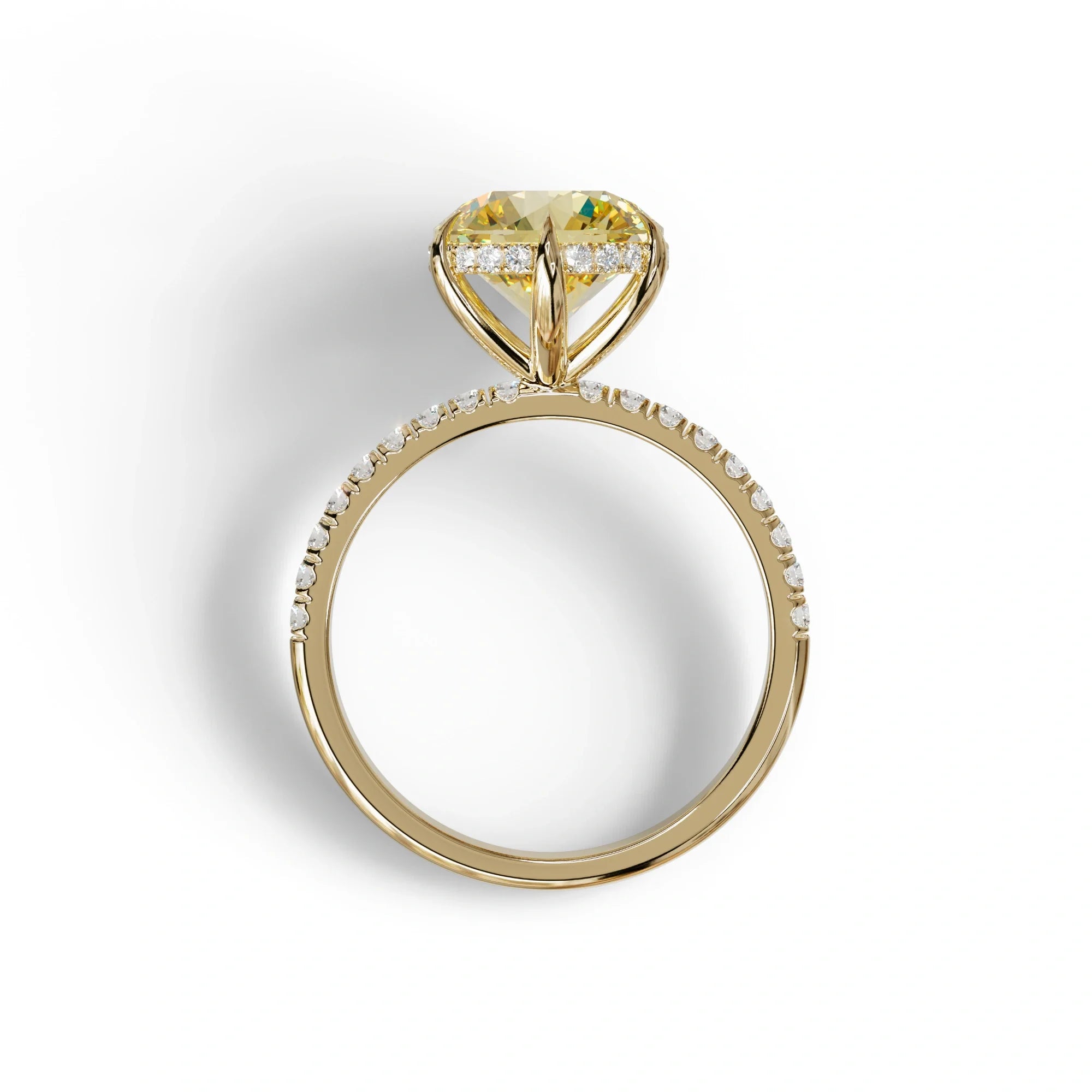 2.5 Carat Yellow Round Cut Hidden Halo & Pave Lab Diamond Ring - Hyper Saga