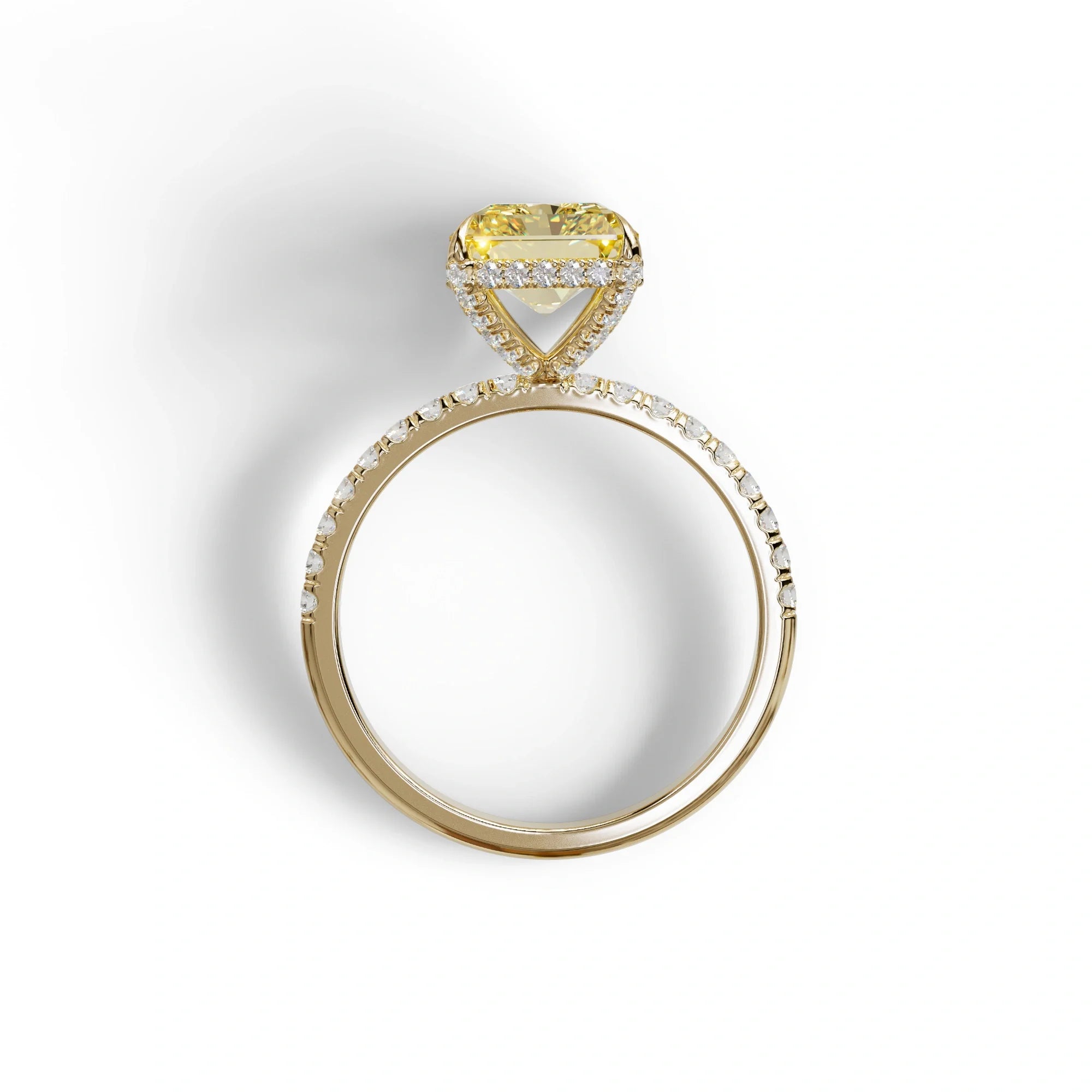 3 Ct Radiant Cut Yellow Color Lab Diamond Ring - Monica