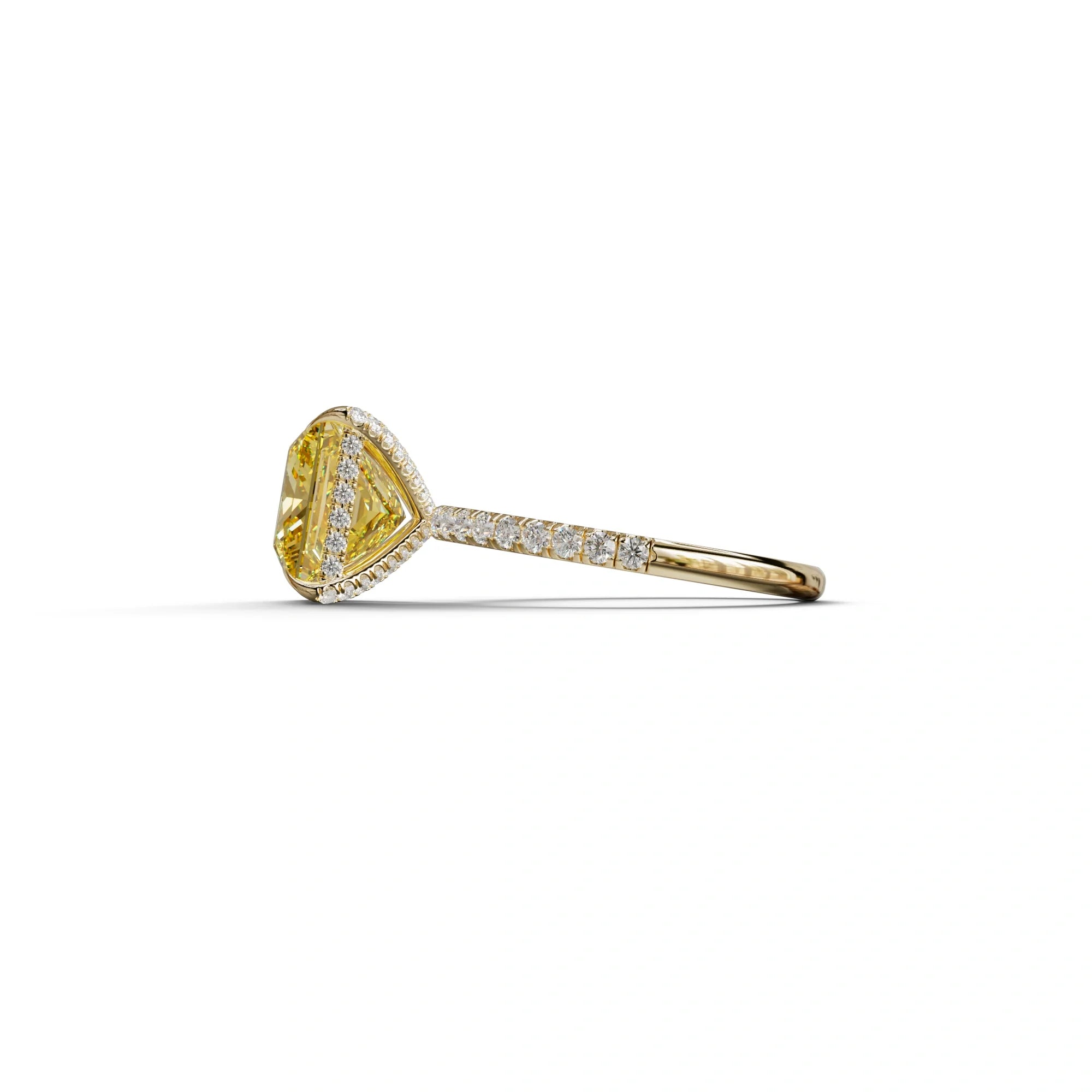 3 Carat Yellow Princess Cut Hidden Halo & Pave Lab Diamond Ring