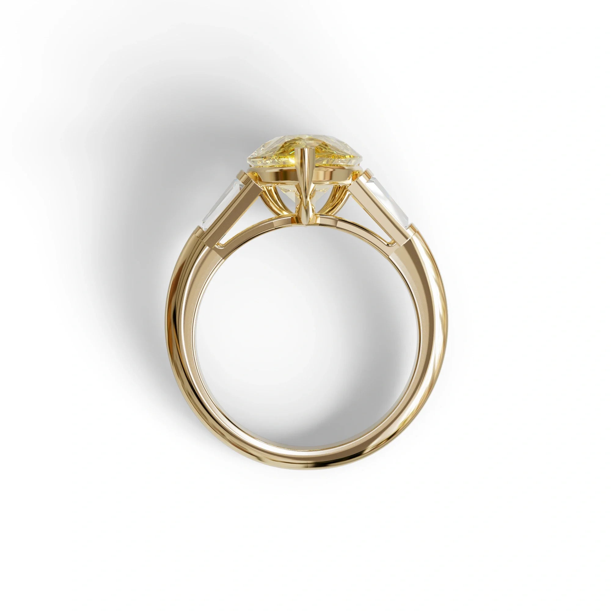 4 carat Fancy Vivid Yellow Pear cut Lab Grown Diamond Ring - Claire