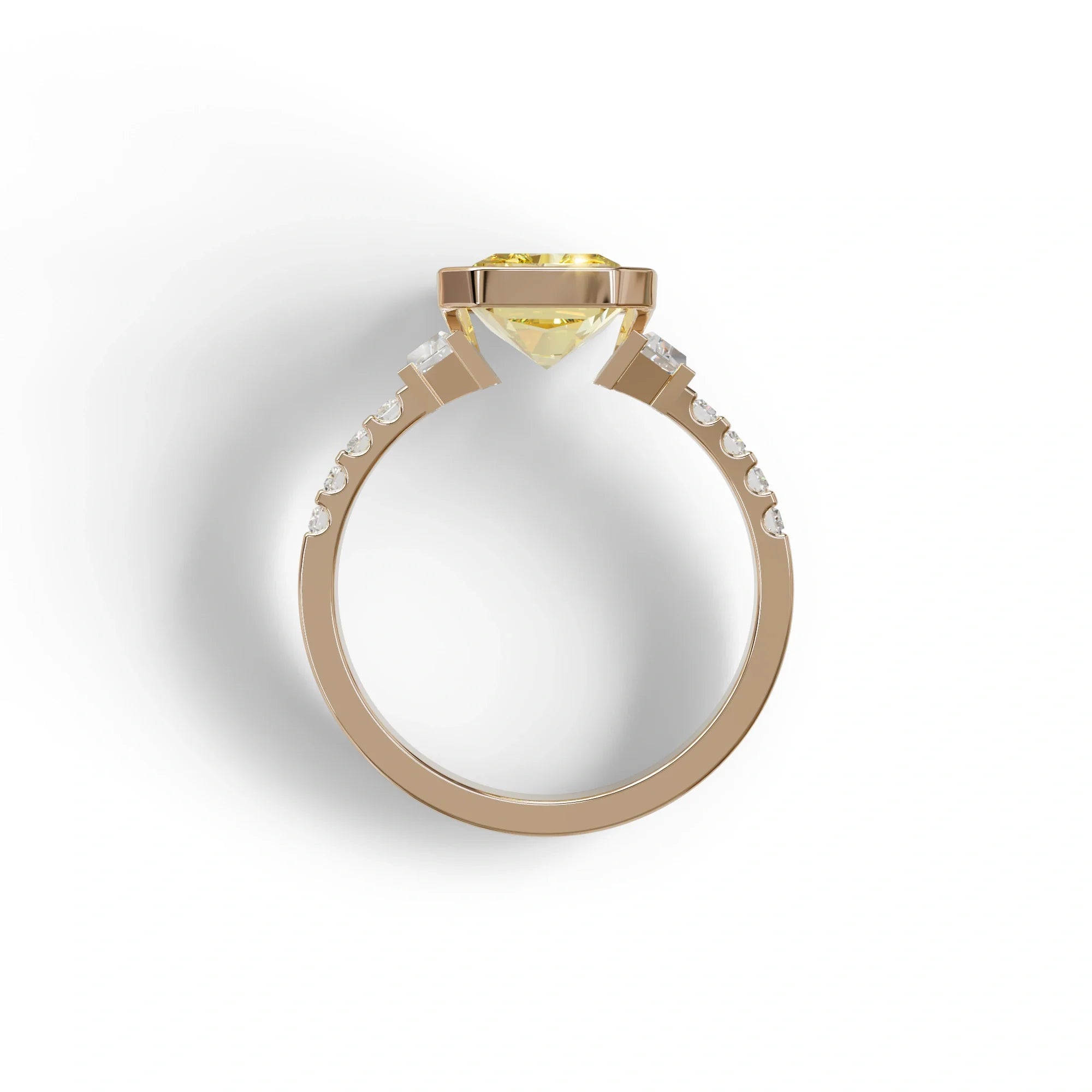 3 Carat Yellow Radiant Cut Three Stone Lab Diamond Engagement Ring - Adiamor