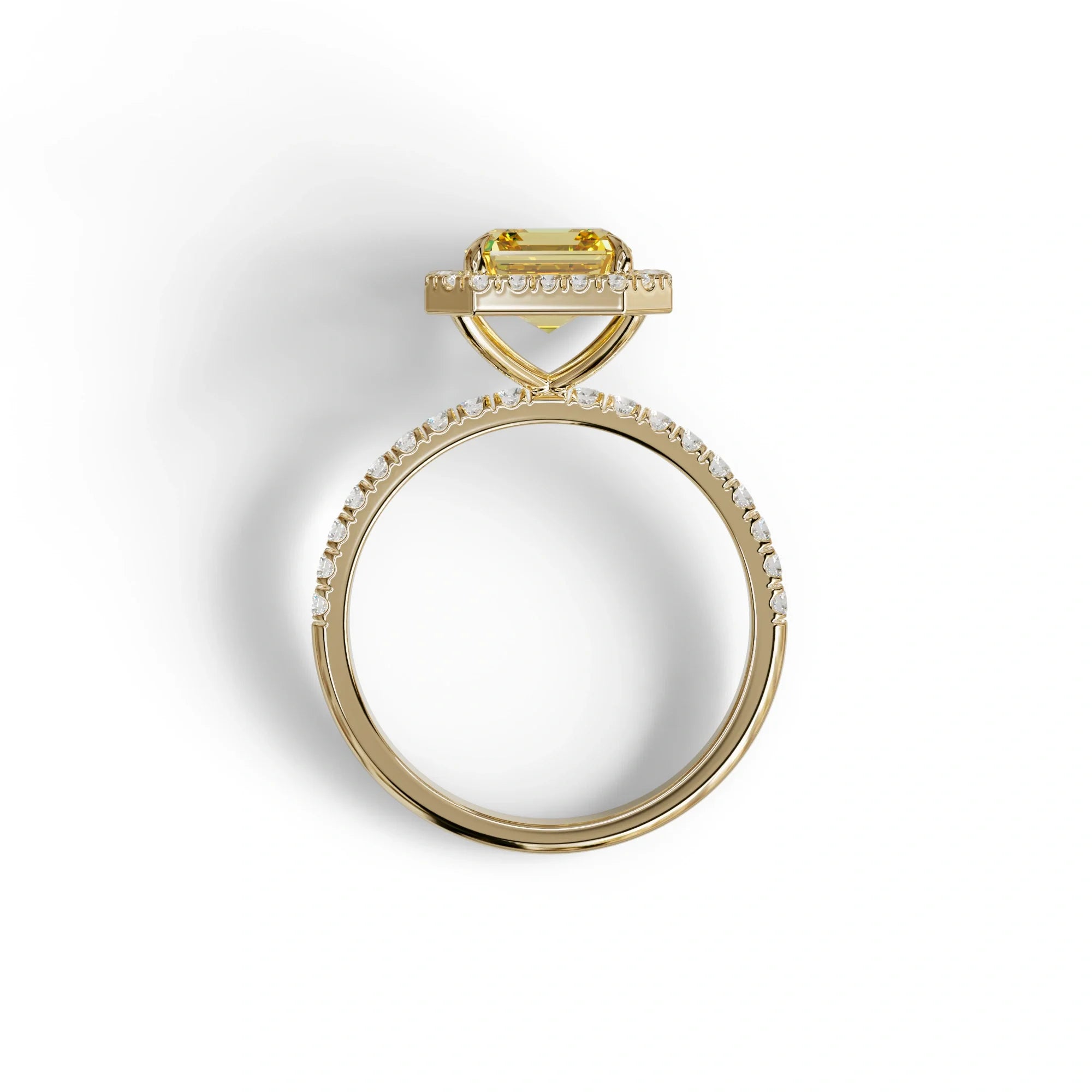 3.5 Ct Yellow Asscher Cut Lab Diamond In Halo & Pave Setting Ring - Up Glam