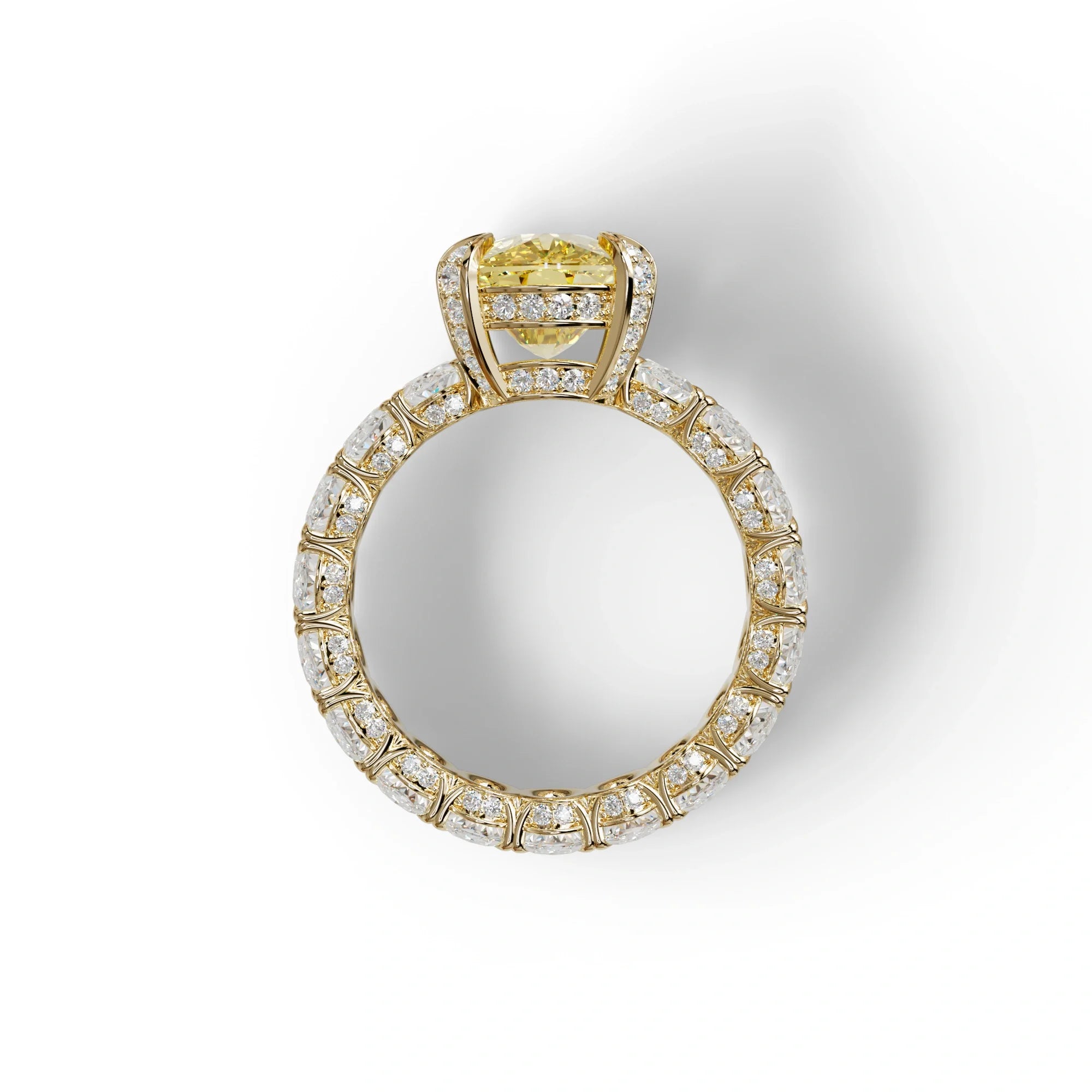 4 Carat Yellow Oval Cut Full Eternity Lab Grown Diamond Ring - Enigma
