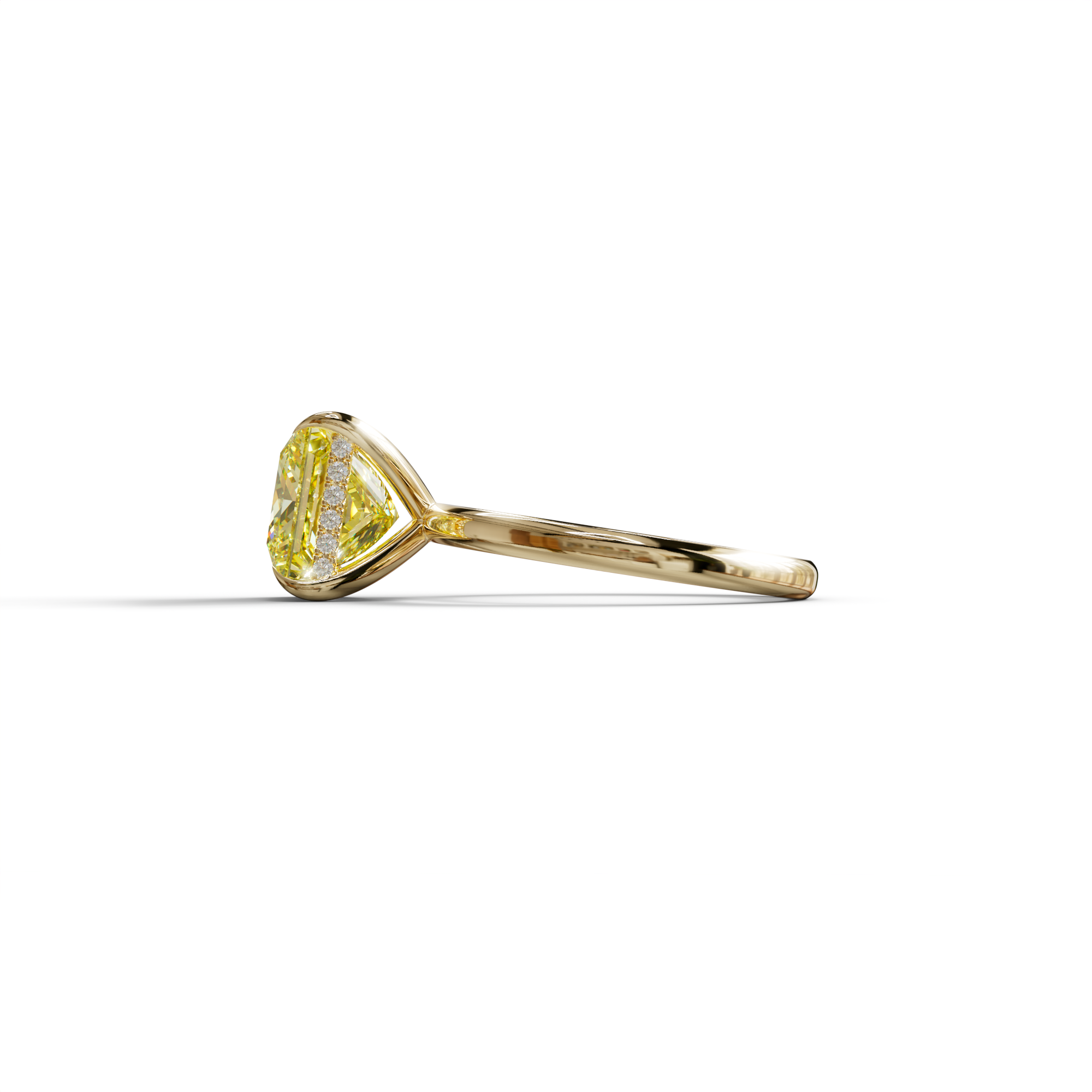 3 Carat Fancy Yellow Princess Cut Hidden Halo Lab Grown Diamond Engagement Ring
